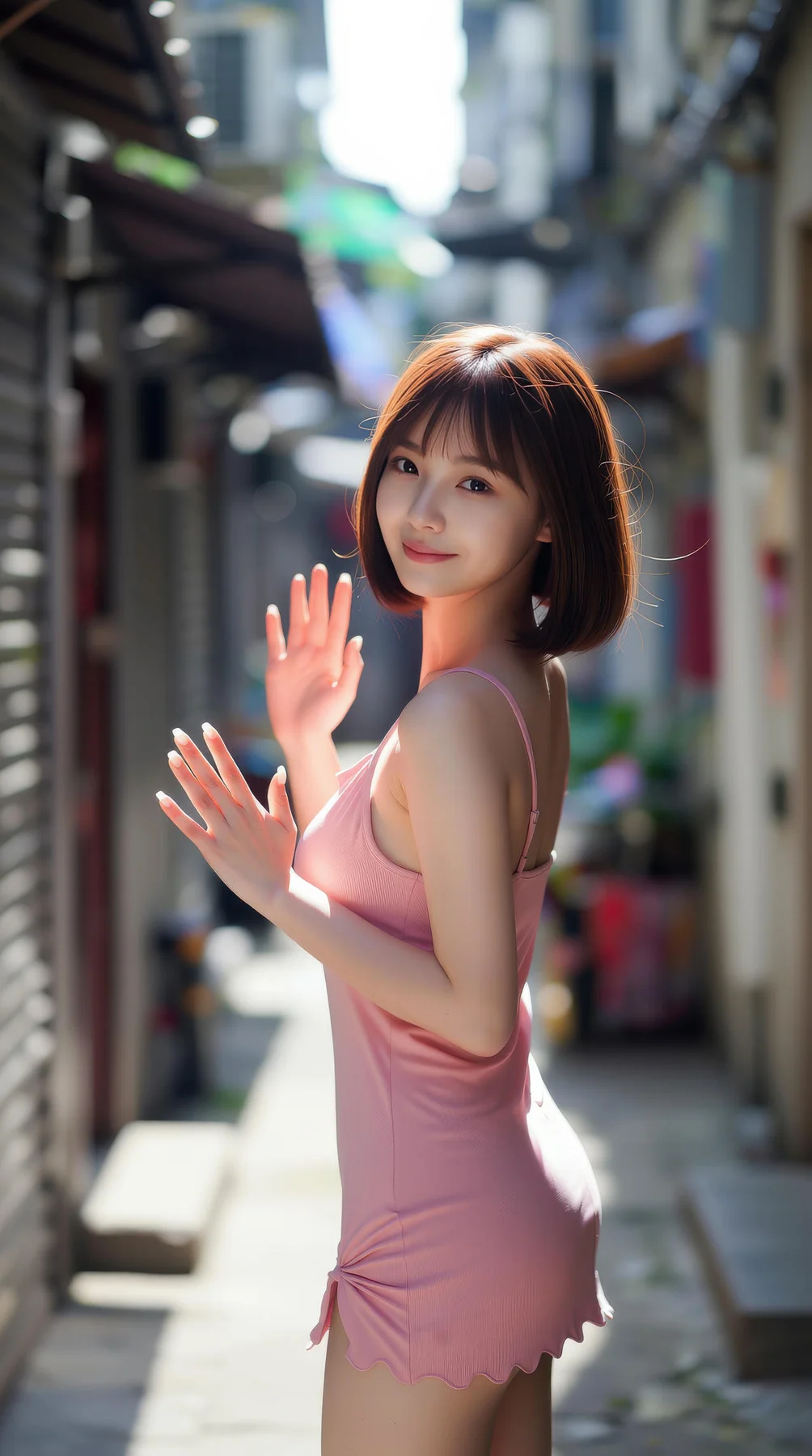 AIG  No.103 小乔不乔 短发活力少女粉嫩短裙 - 1