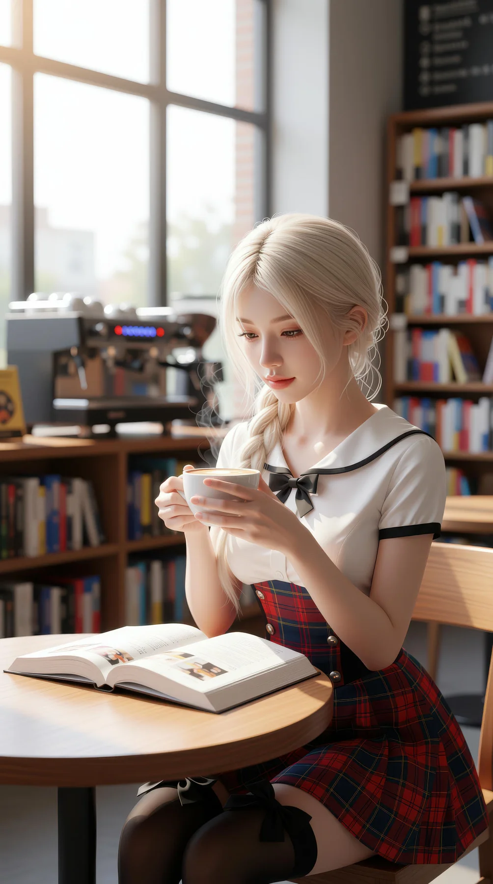 AIG  No.104 熙蕾学姐ruby 超美银发短裙美女图书馆美照 - 1