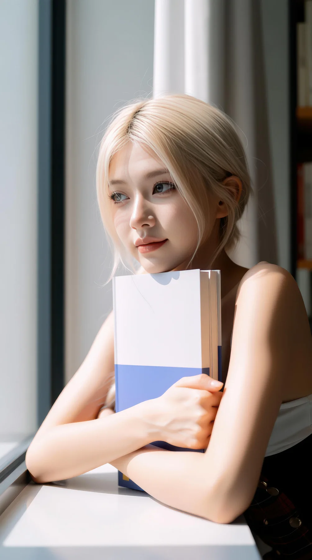 AIG  No.104 熙蕾学姐ruby 超美银发短裙美女图书馆美照 - 9