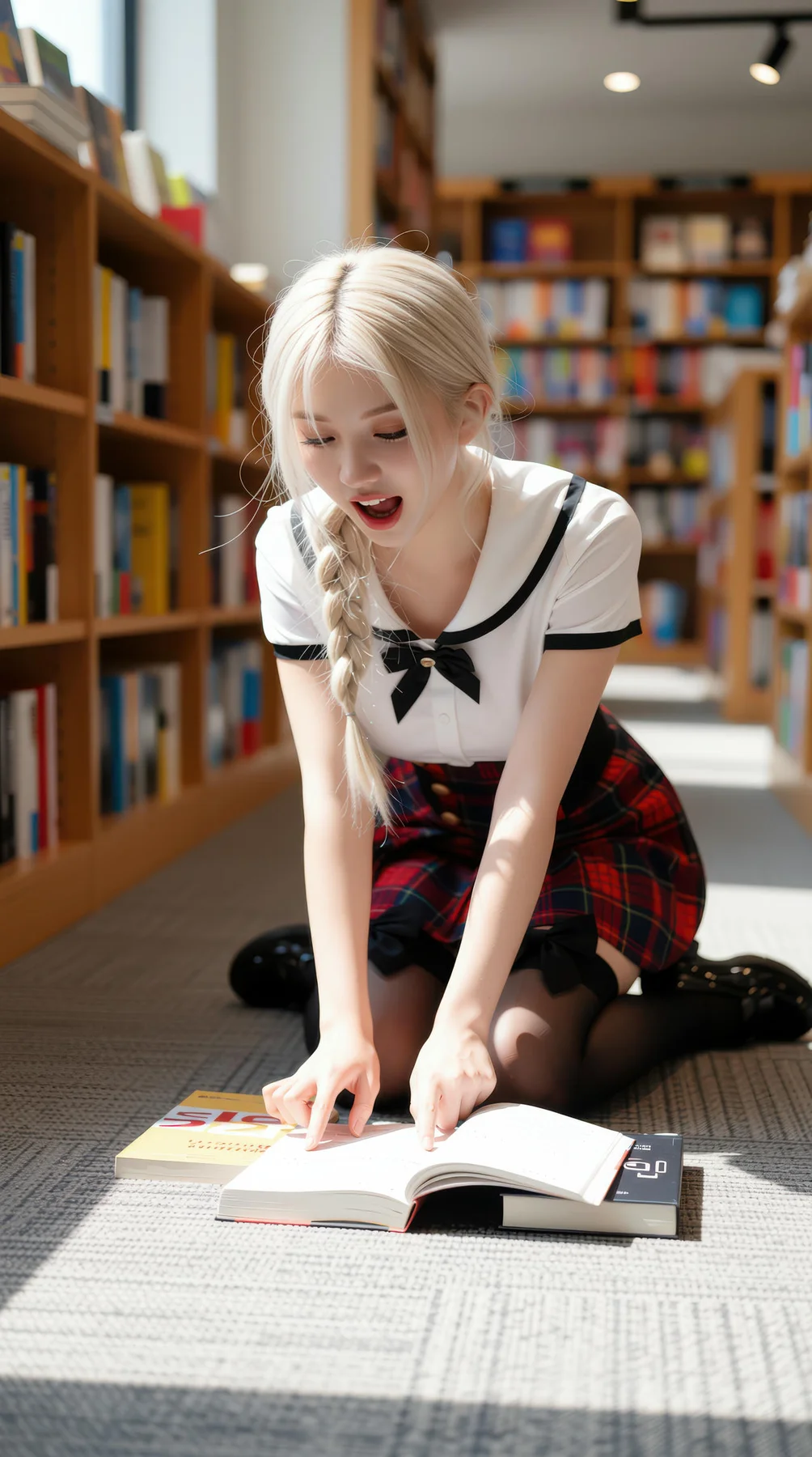 AIG  No.104 熙蕾学姐ruby 超美银发短裙美女图书馆美照 - 10