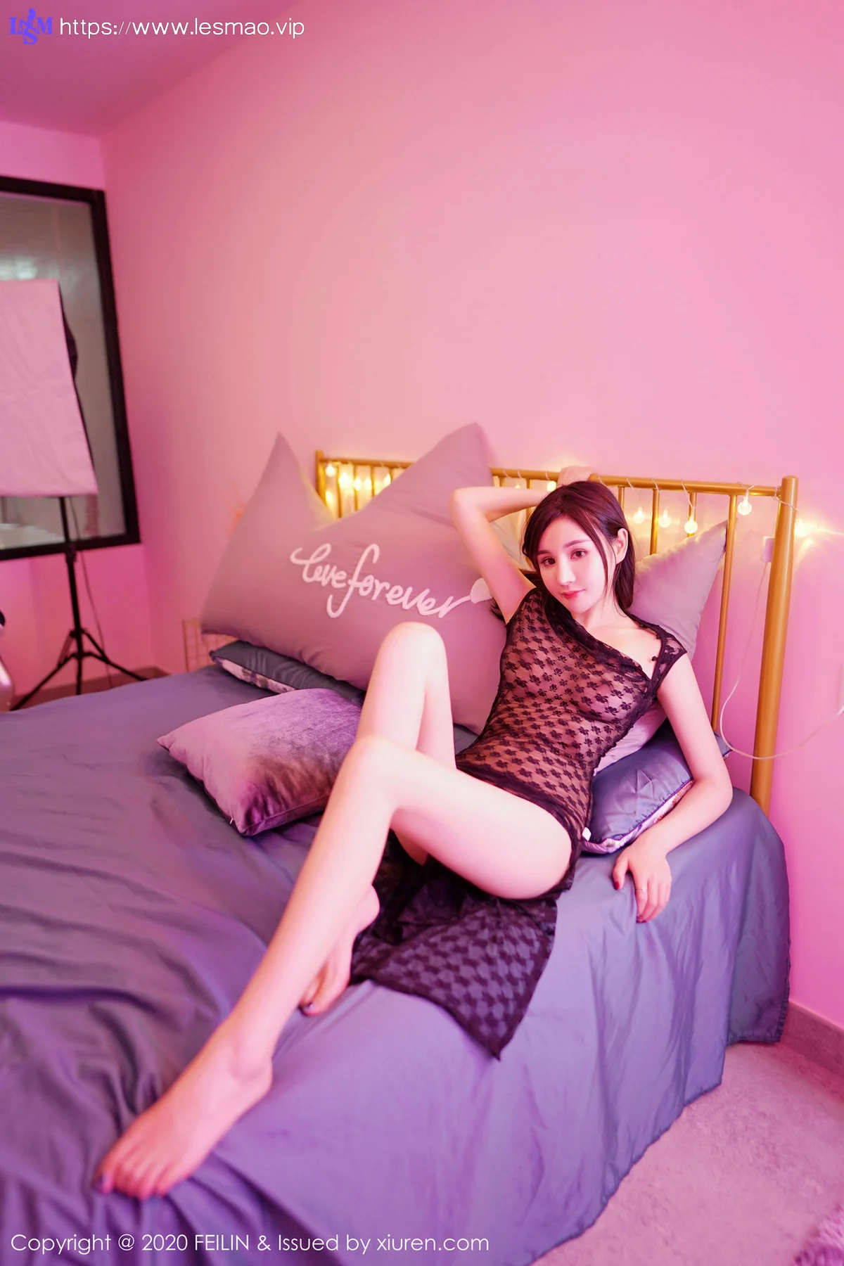 FeiLin 嗲囡囡 Vol.222 性感镂空内衣与粉色睡衣 Celina青妍性感写真 - 6