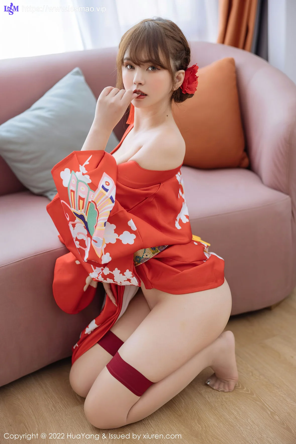 HuaYang 花漾show Vol.518 张思允Nice 红色和服西双版纳旅拍1 - 9