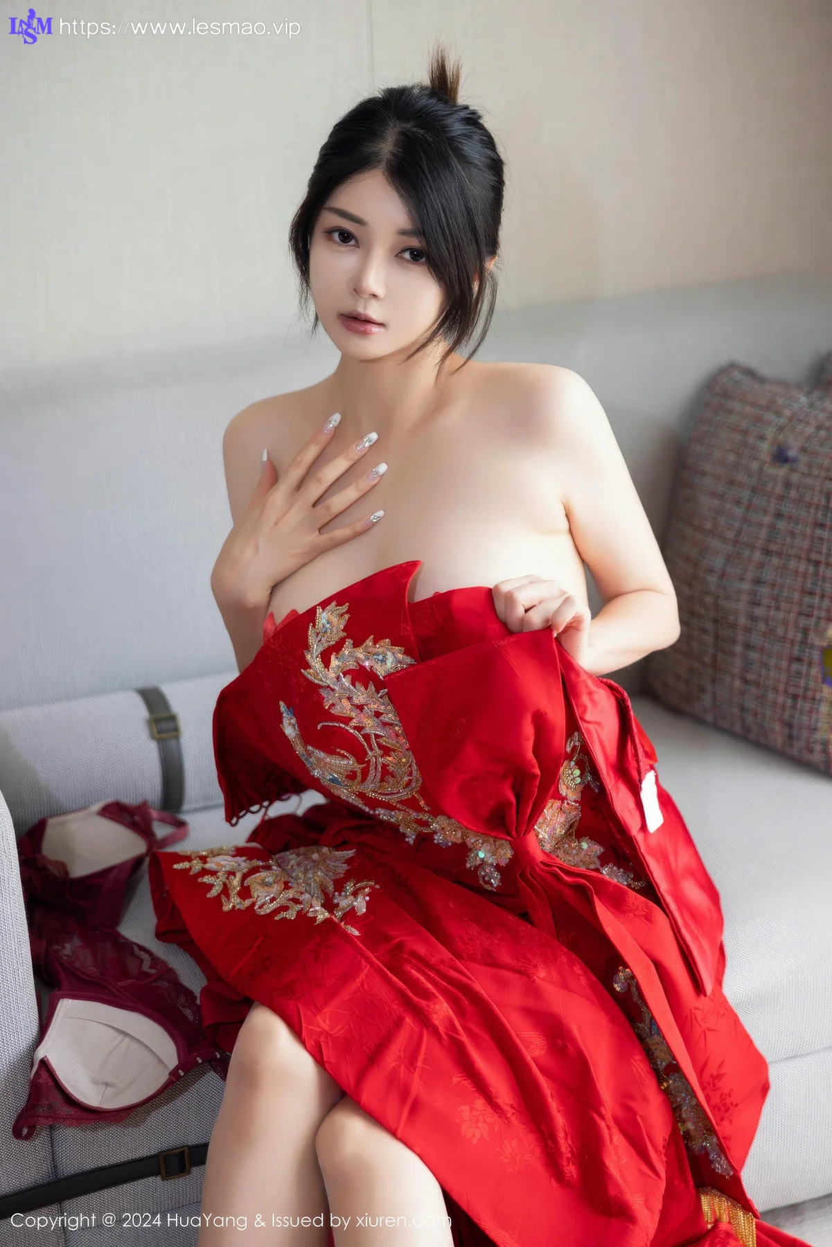 HuaYang 花漾show Vol.623 凯竹Quinn 魅惑肉丝乳贴婚服 - 2