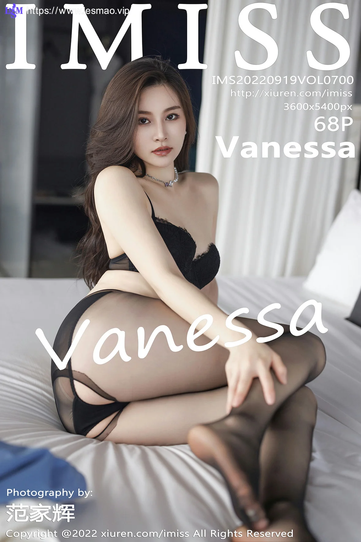 IMiss 爱蜜社 Vol.700 Vanessa 黑色蕾丝内衣性感写真 - 1