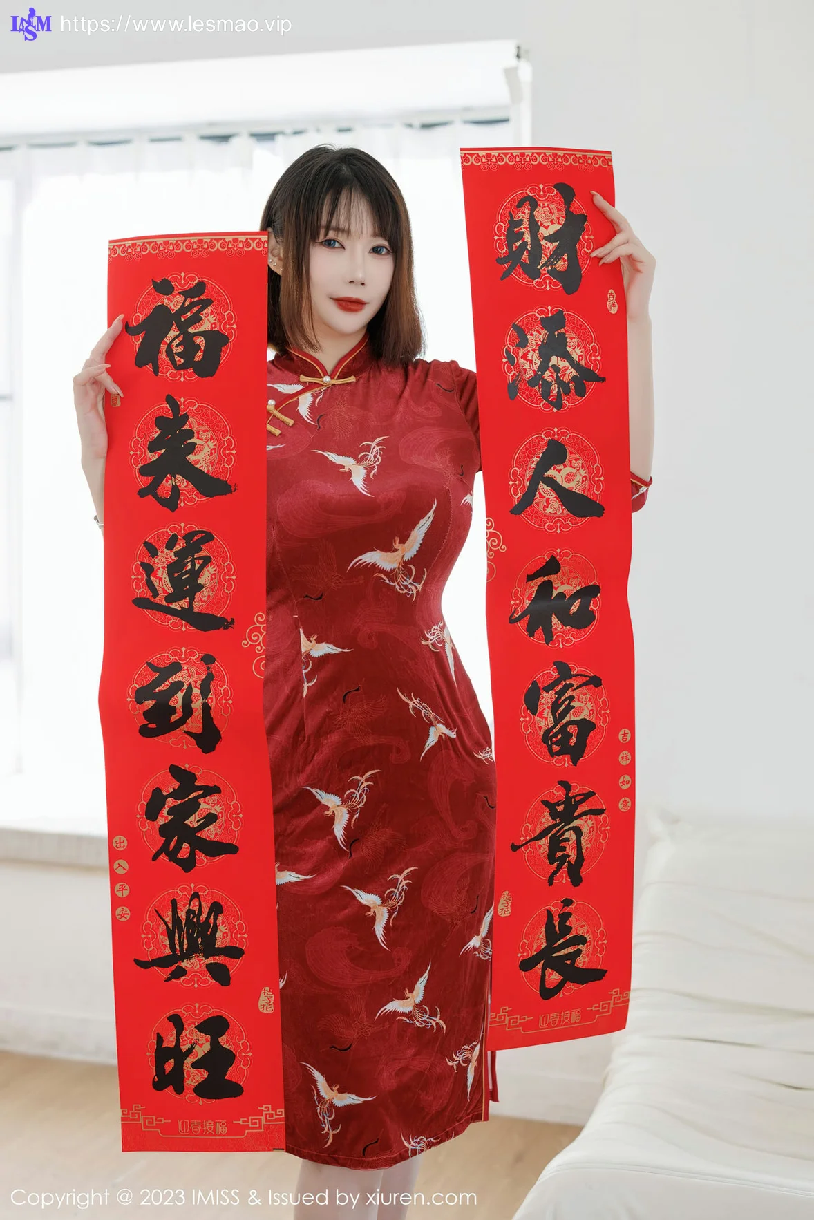 IMiss 爱蜜社 Vol.716 Evon陈赞之 红色旗袍最新性感写真 - 4