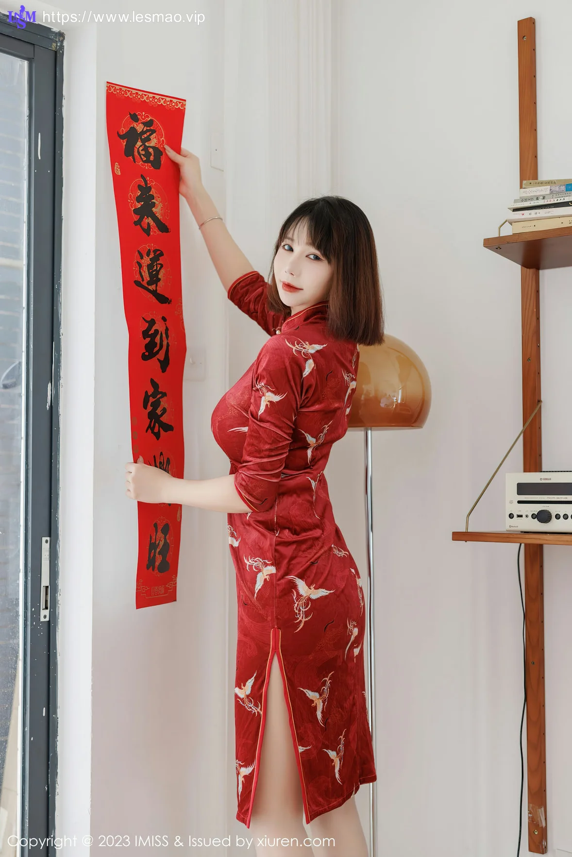 IMiss 爱蜜社 Vol.716 Evon陈赞之 红色旗袍最新性感写真 - 8