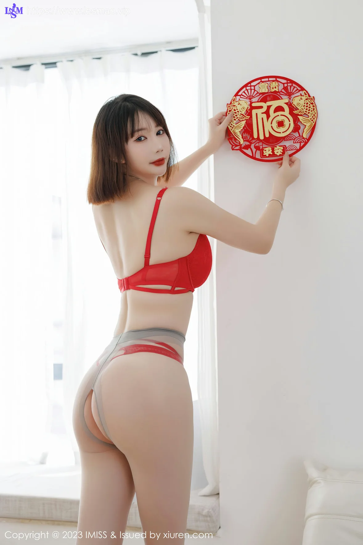 IMiss 爱蜜社 Vol.716 Evon陈赞之 红色旗袍最新性感写真 - 2