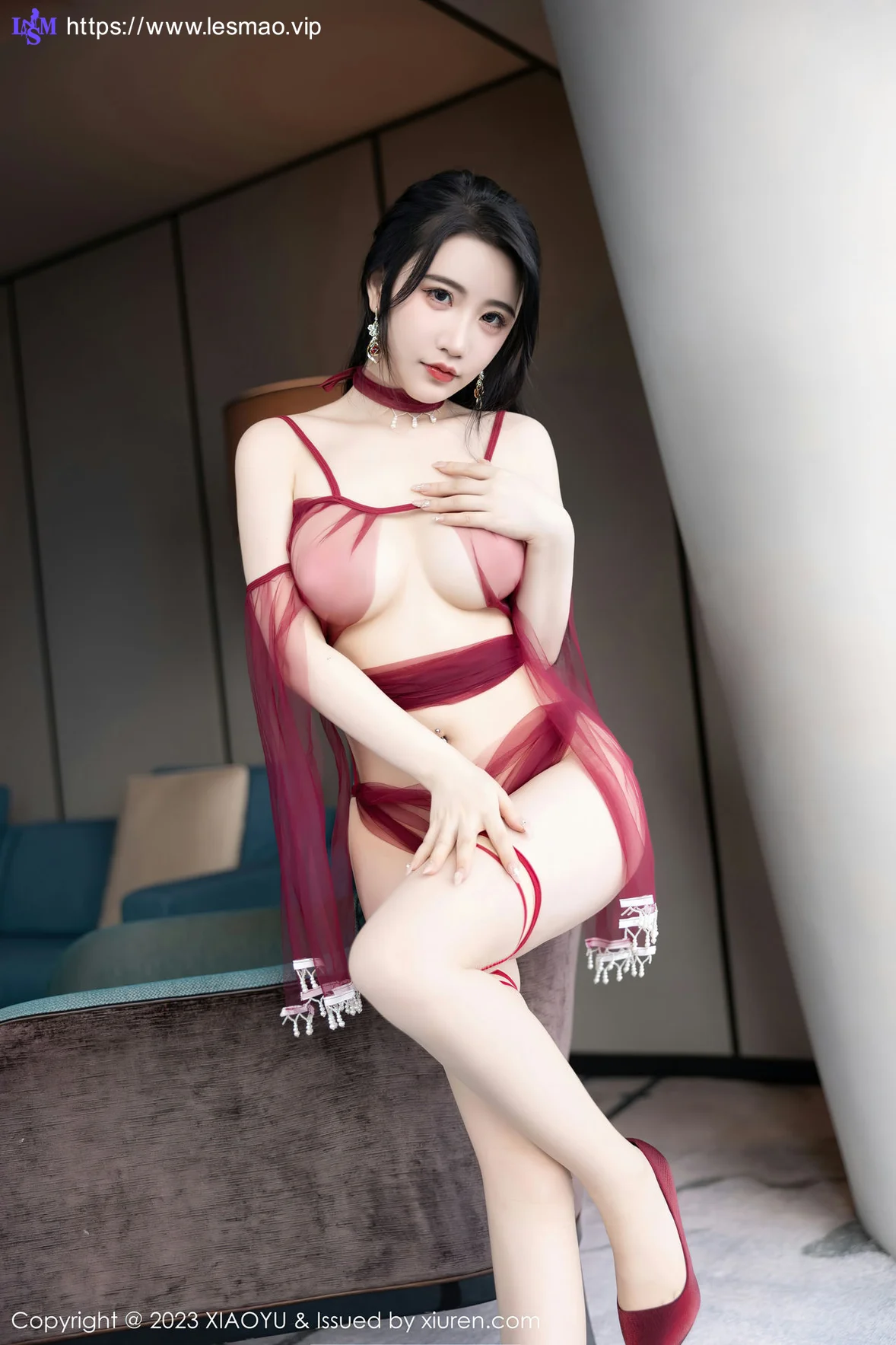 XIAOYU  语画界 Vol.1010  Cherry樱桃酱 红色飘纱服饰杭州旅拍写真2 - 8