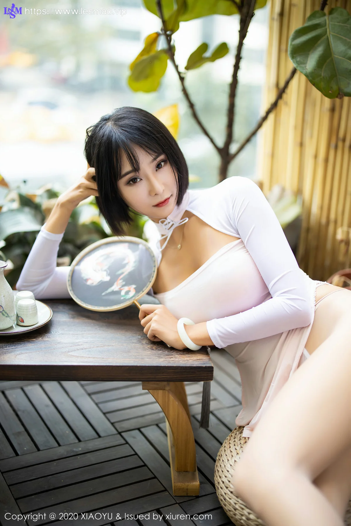 XIAOYU  语画界 Vol.269 扇子与朦胧丝袜 蓝夏Akasha 第二套性感... - 6