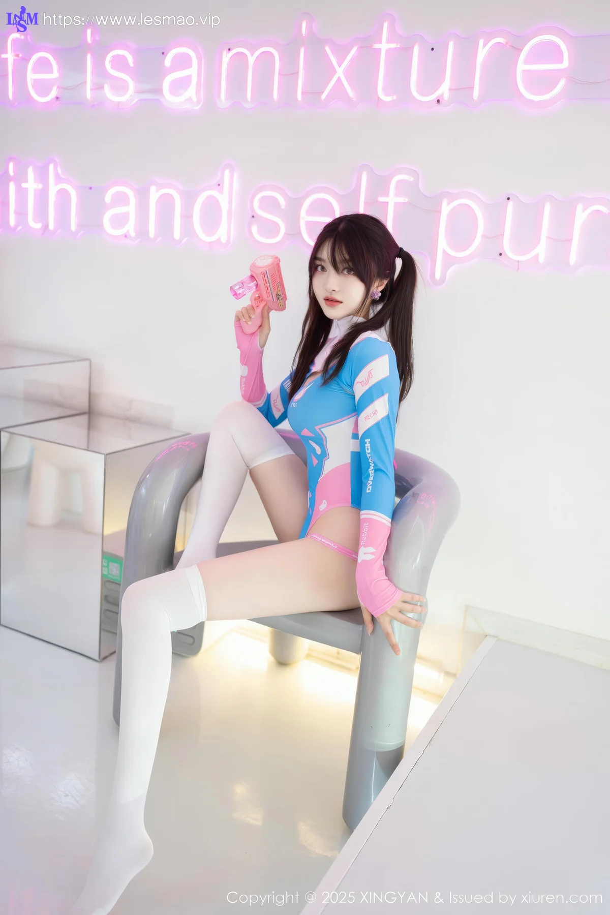 XINGYAN 星颜社 Vol.347 白露lulu 蓝色高开叉服饰 - 5