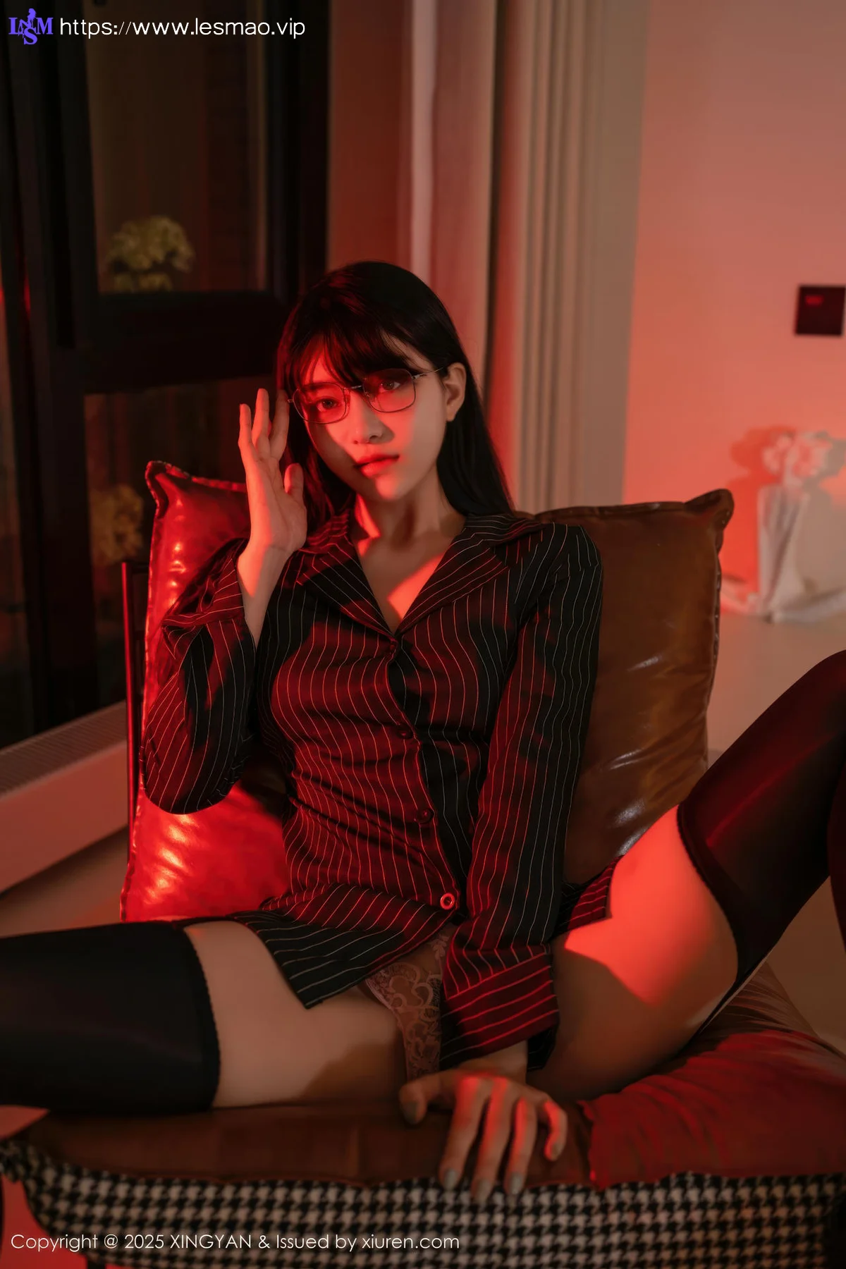 XINGYAN 星颜社 Vol.376 白露lulu 黑色衬衫魅惑黑丝 - 3