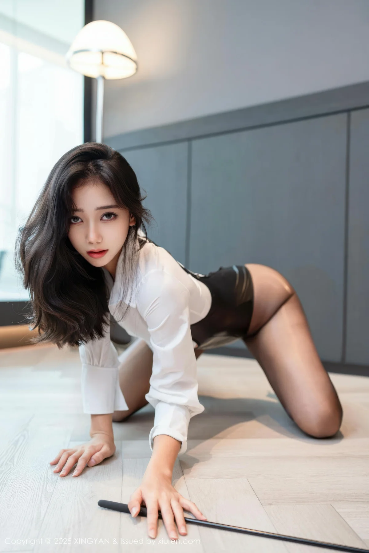 XINGYAN 星颜社 Vol.400 时安安  白色衬衫魅惑黑丝 - 3
