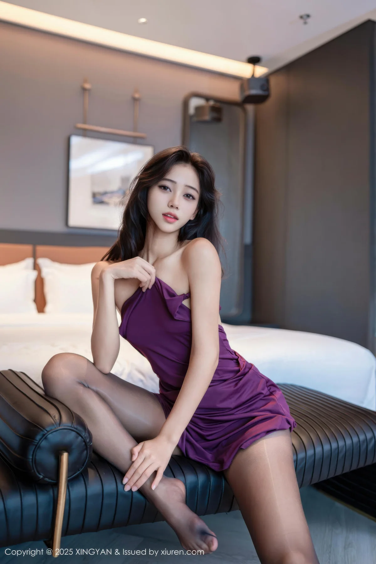 XINGYAN 星颜社 Vol.407 时安安 紫色连衣裙美腿 - 8