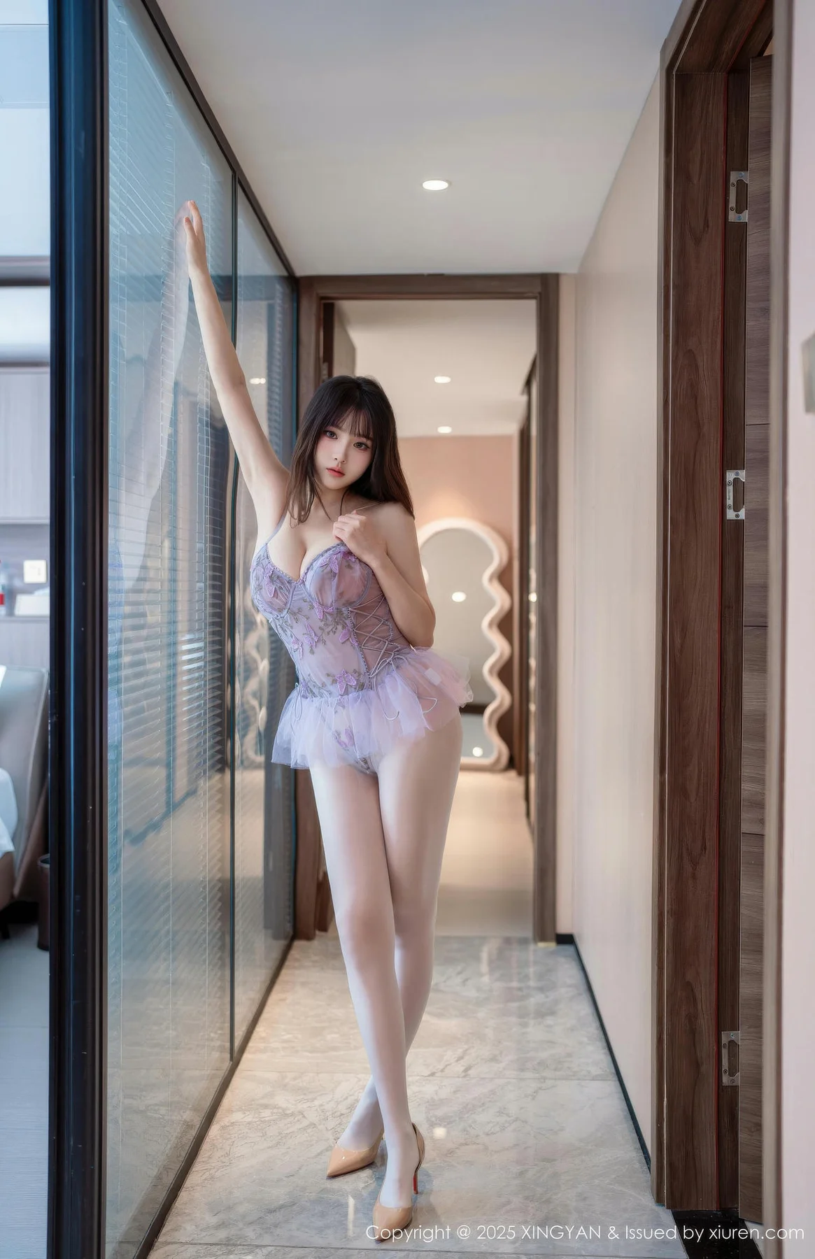 XINGYAN 星颜社 Vol.413 沈南汐RuRu 白丝紫色连衣短裙 - 4