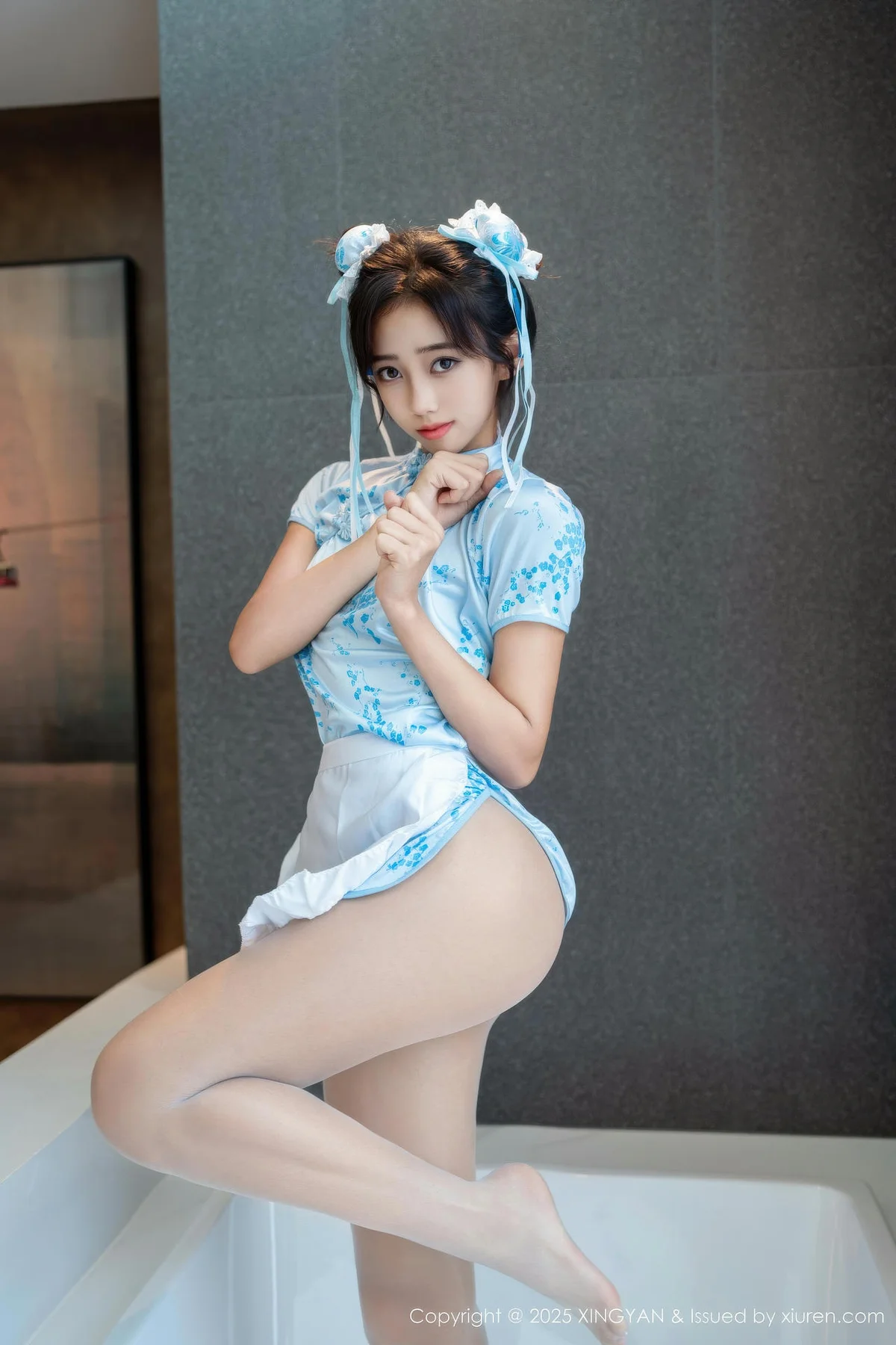 XINGYAN 星颜社 Vol.414 时安安 萝莉蓝色旗袍 - 3