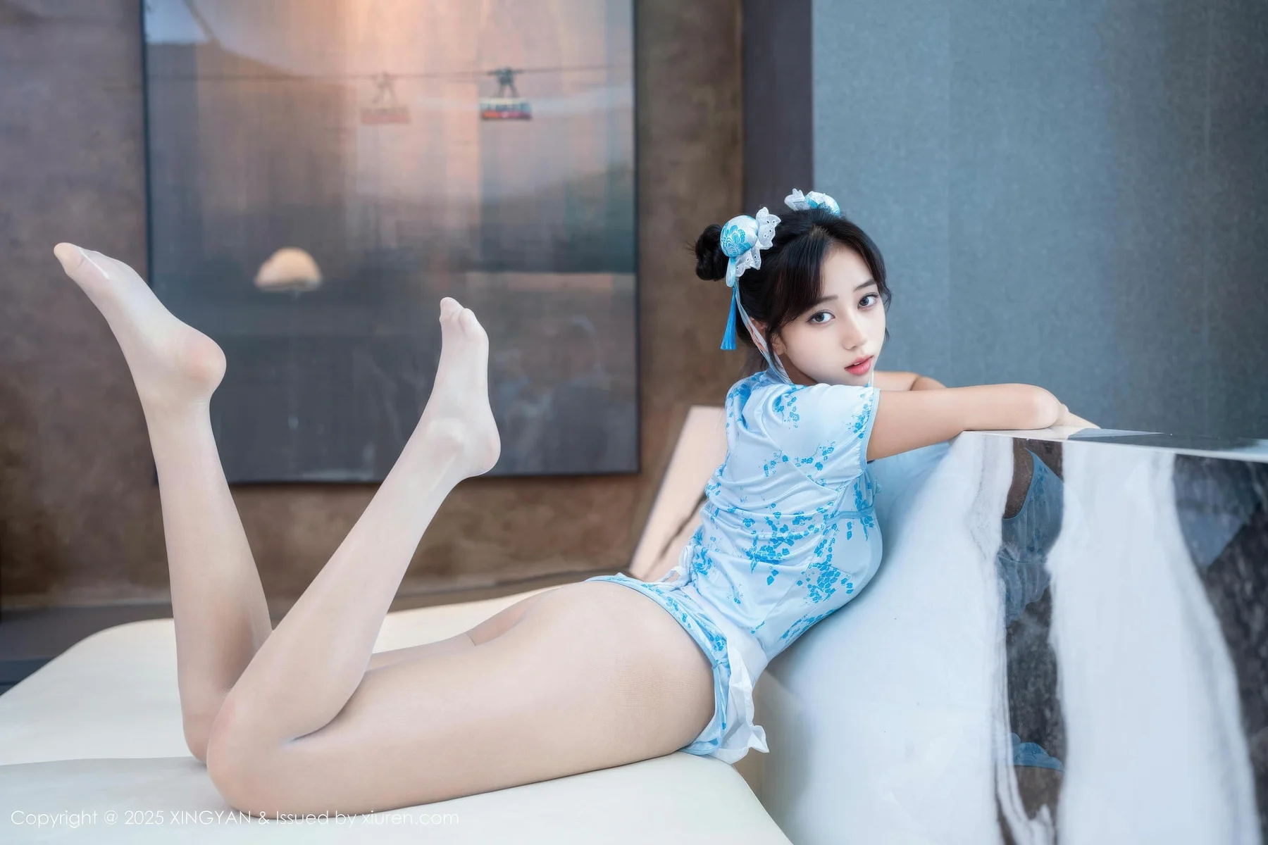 XINGYAN 星颜社 Vol.414 时安安 萝莉蓝色旗袍 - 1