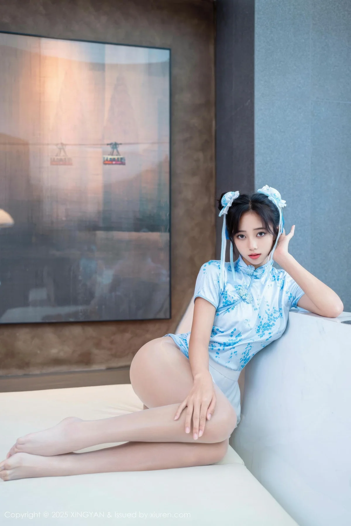 XINGYAN 星颜社 Vol.414 时安安 萝莉蓝色旗袍 - 3