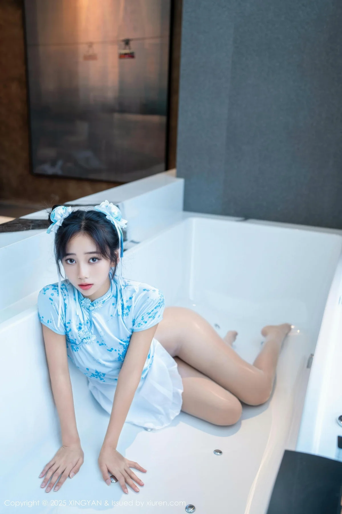 XINGYAN 星颜社 Vol.414 时安安 萝莉蓝色旗袍 - 5