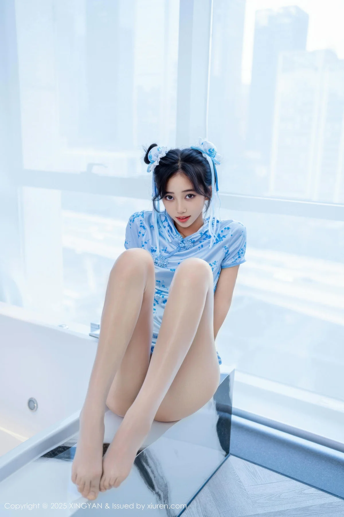 XINGYAN 星颜社 Vol.414 时安安 萝莉蓝色旗袍 - 4