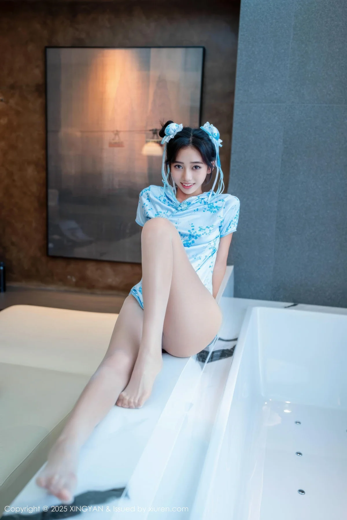 XINGYAN 星颜社 Vol.414 时安安 萝莉蓝色旗袍 - 7