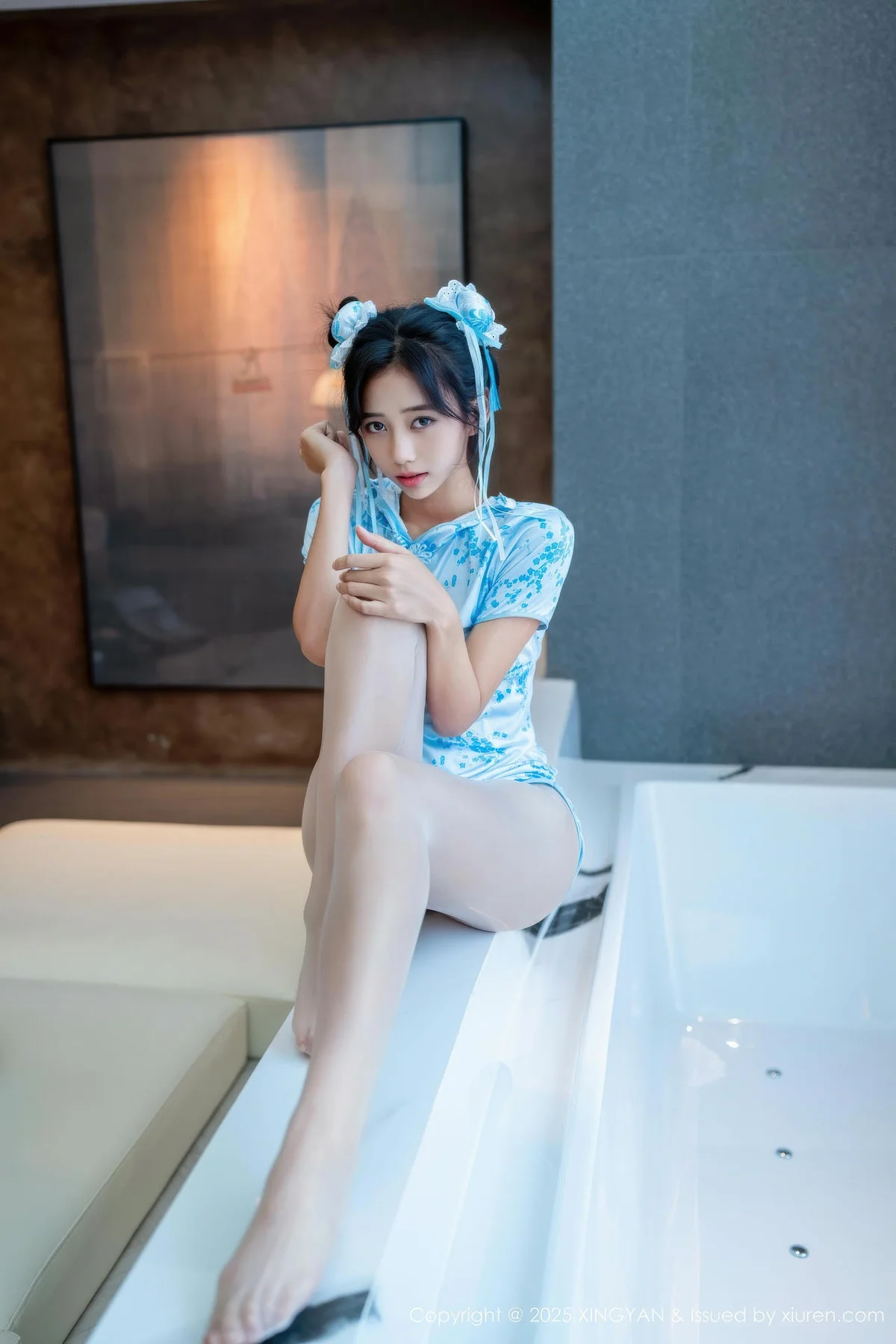 XINGYAN 星颜社 Vol.414 时安安 萝莉蓝色旗袍 - 8