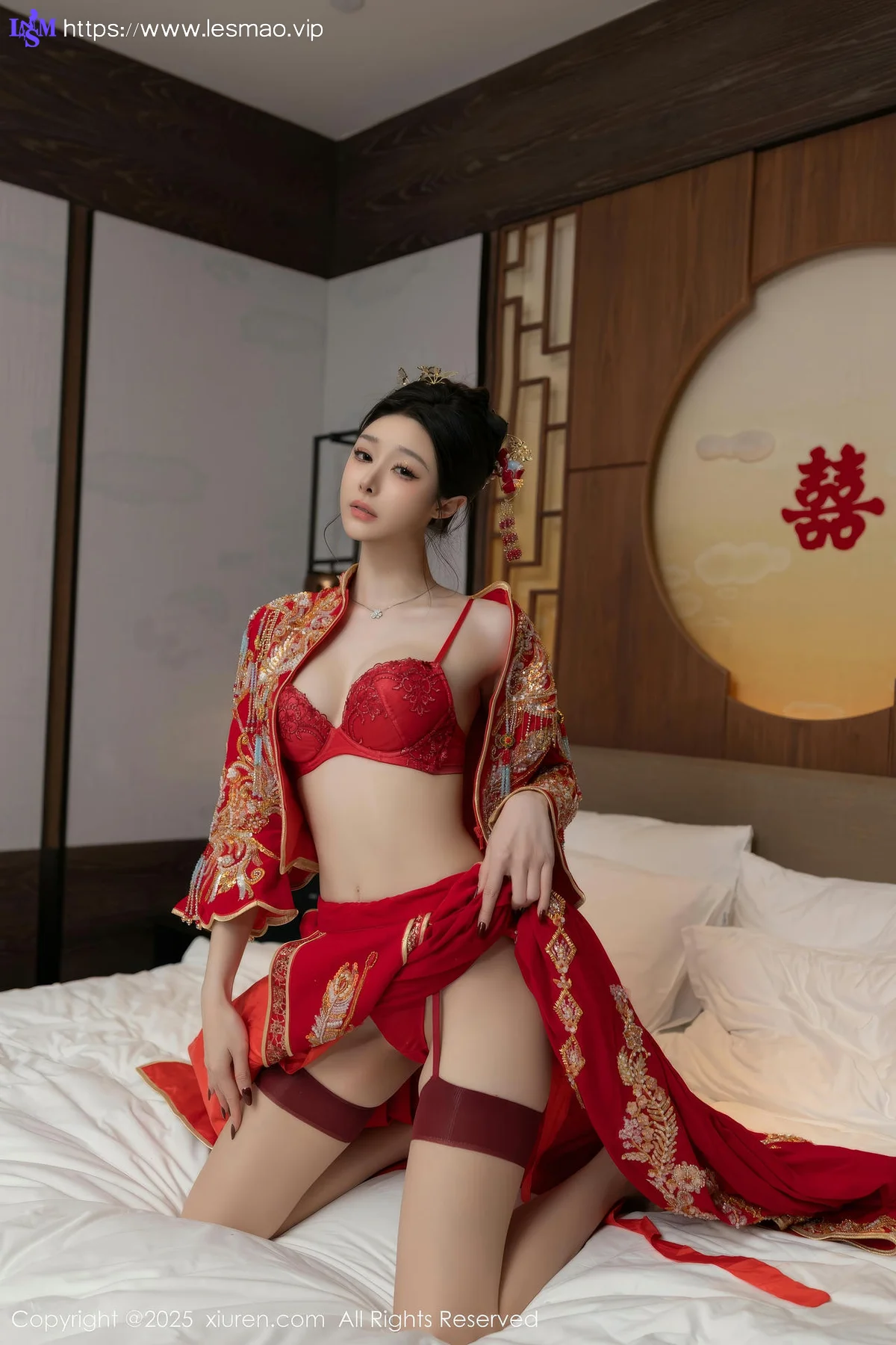 XiuRen 秀人 No.10055 小逗逗 新娘红色秀禾服制服 - 9