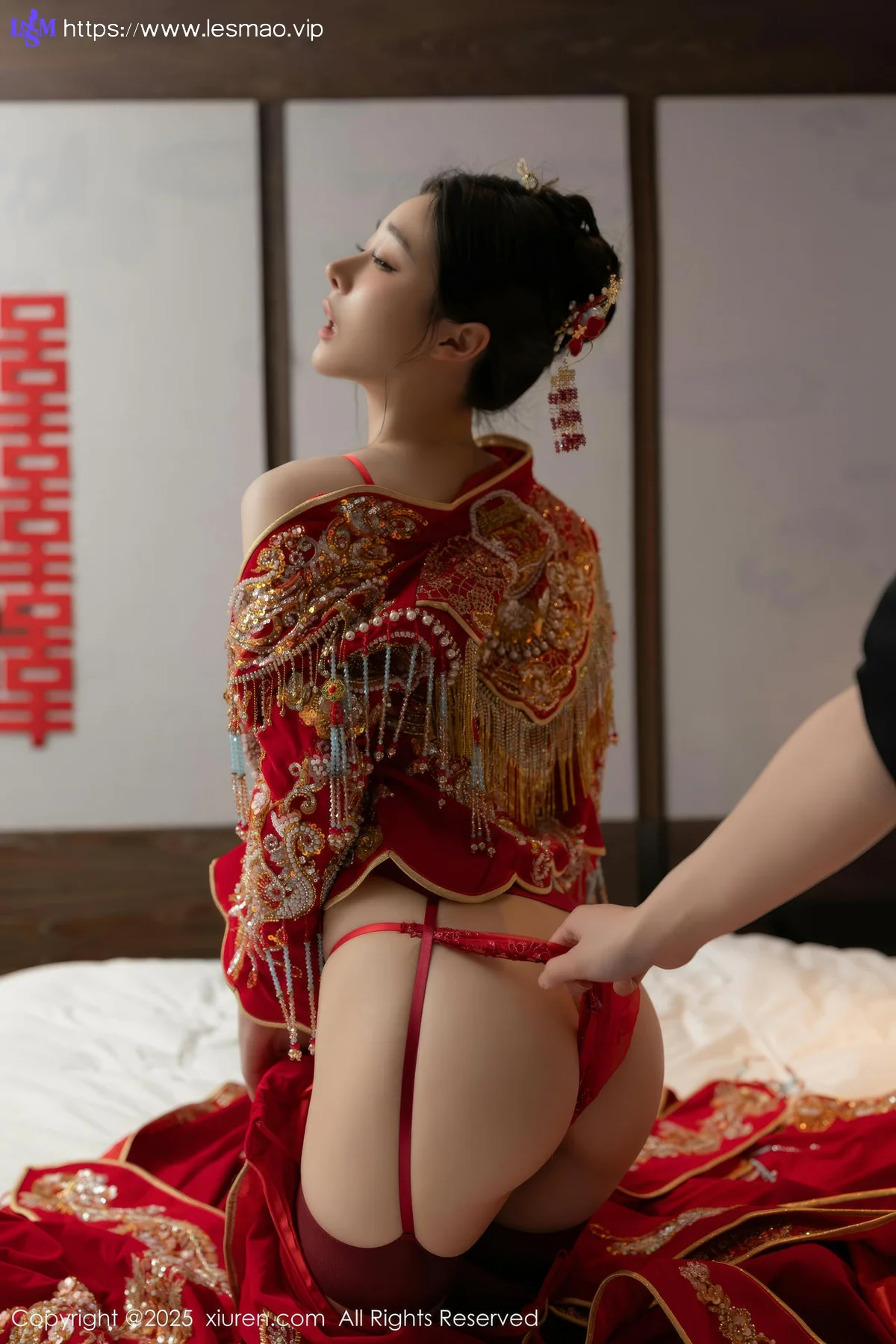 XiuRen 秀人 No.10055 小逗逗 新娘红色秀禾服制服 - 7