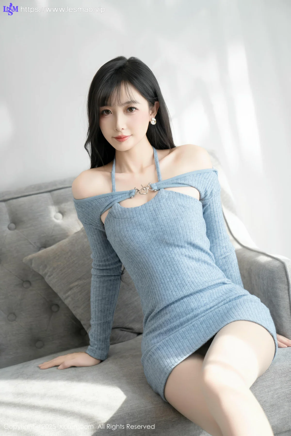 XiuRen 秀人 No.10124 樱桃小阑子 浅蓝色连衣短裙 - 8