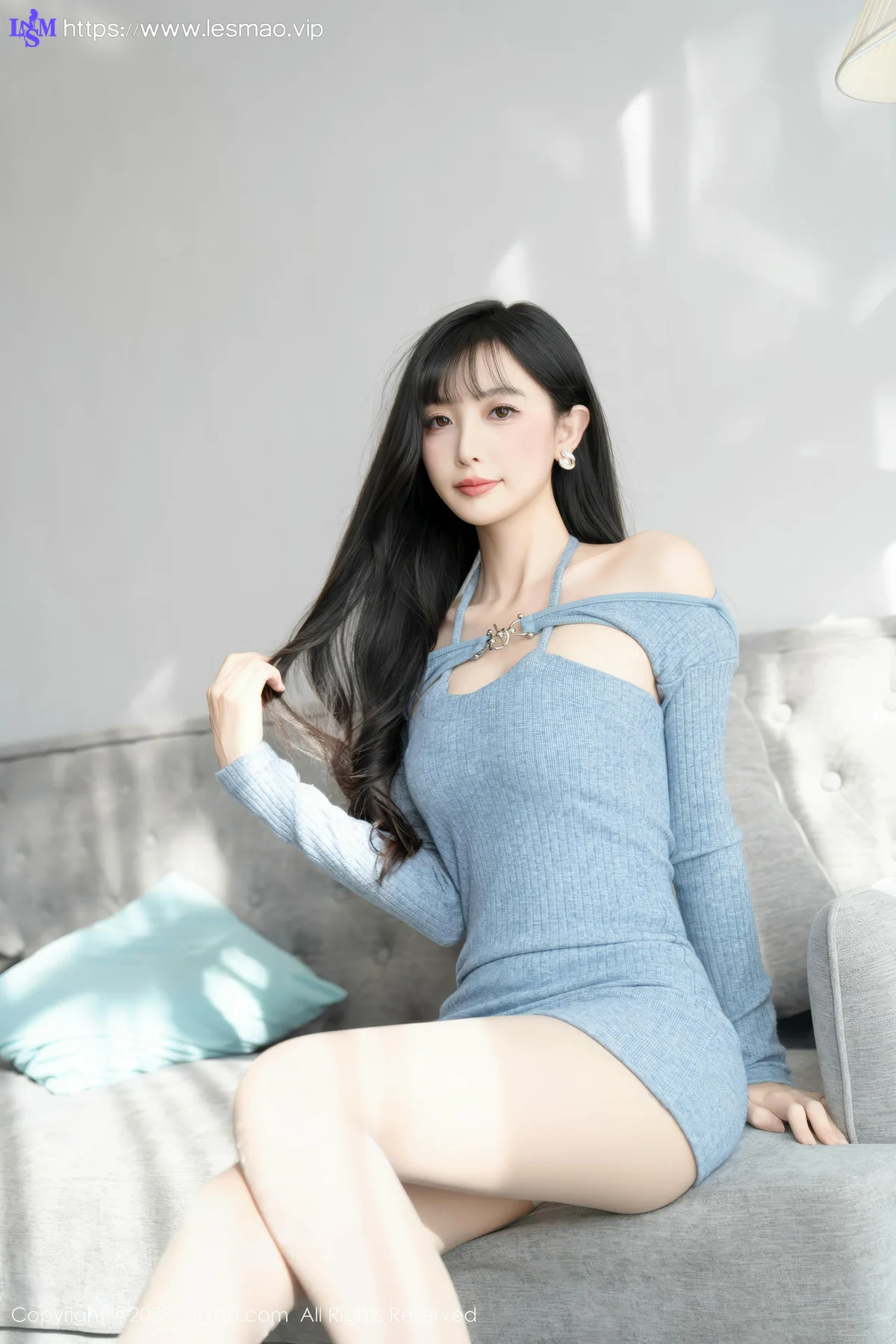 XiuRen 秀人 No.10124 樱桃小阑子 浅蓝色连衣短裙 - 9