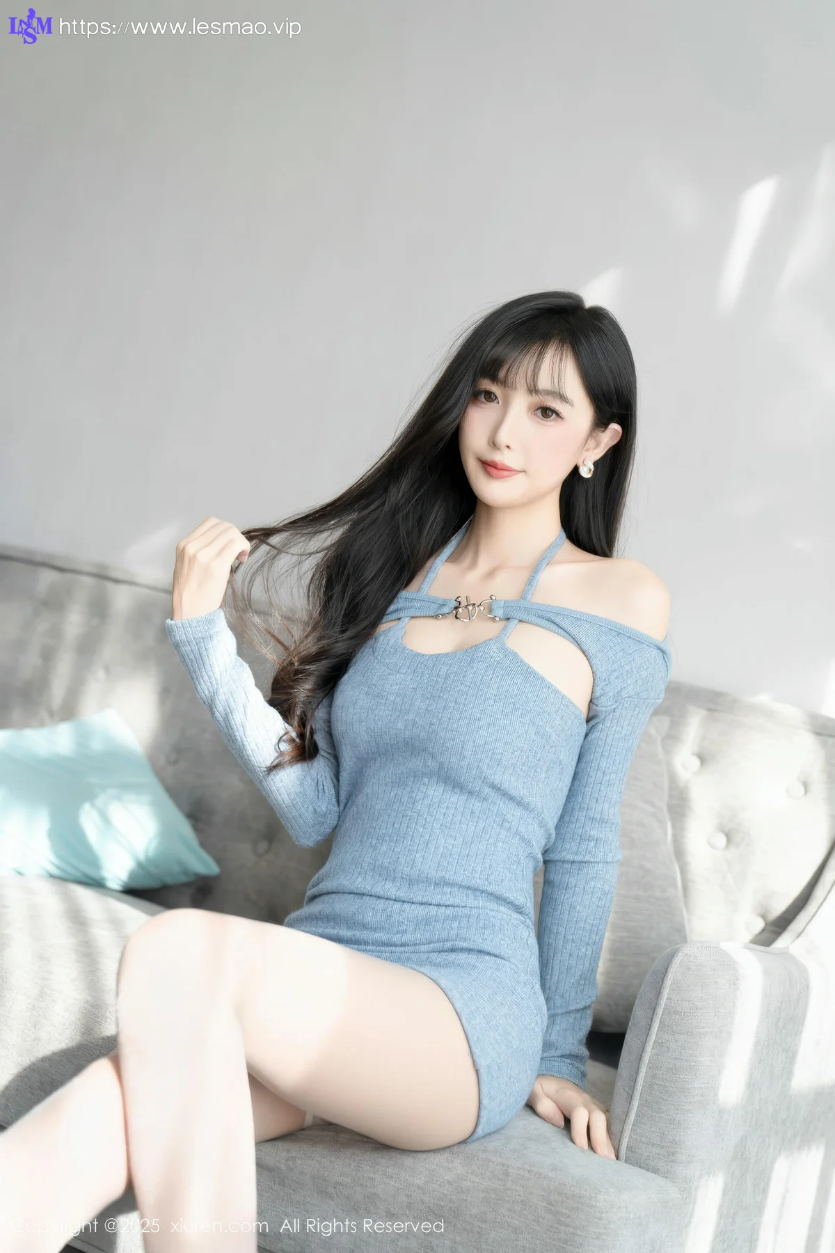 XiuRen 秀人 No.10124 樱桃小阑子 浅蓝色连衣短裙 - 10