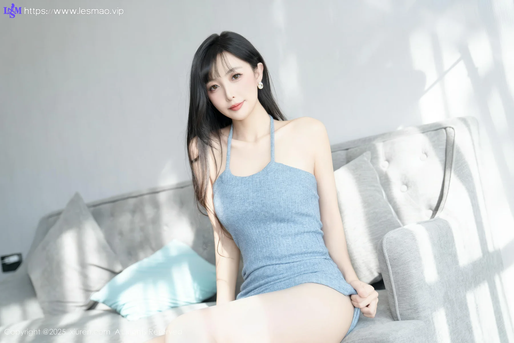 XiuRen 秀人 No.10124 樱桃小阑子 浅蓝色连衣短裙 - 2