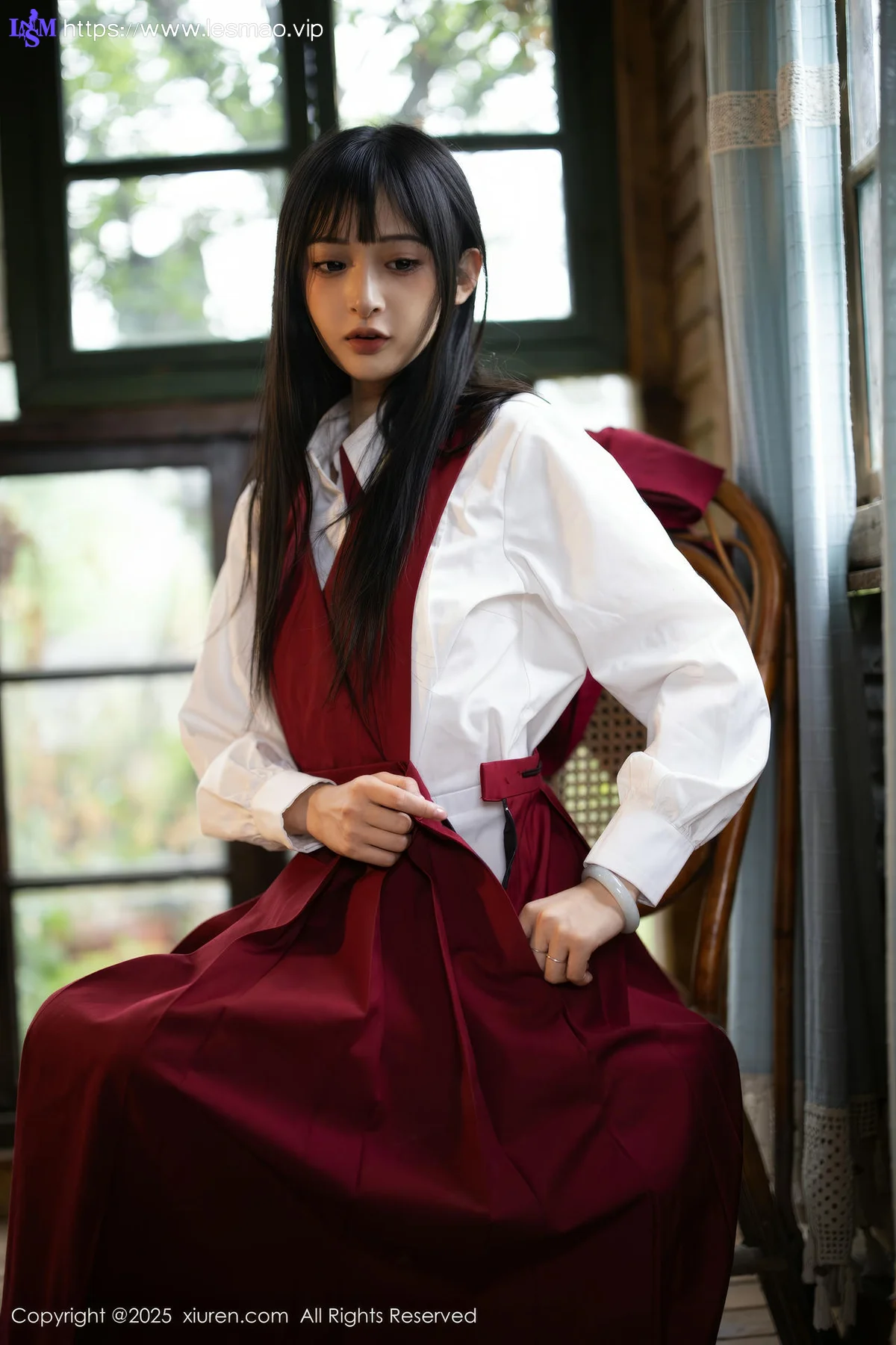 XiuRen 秀人 No.10215 茂木希子 新人红色裙子肉色丝袜 - 6