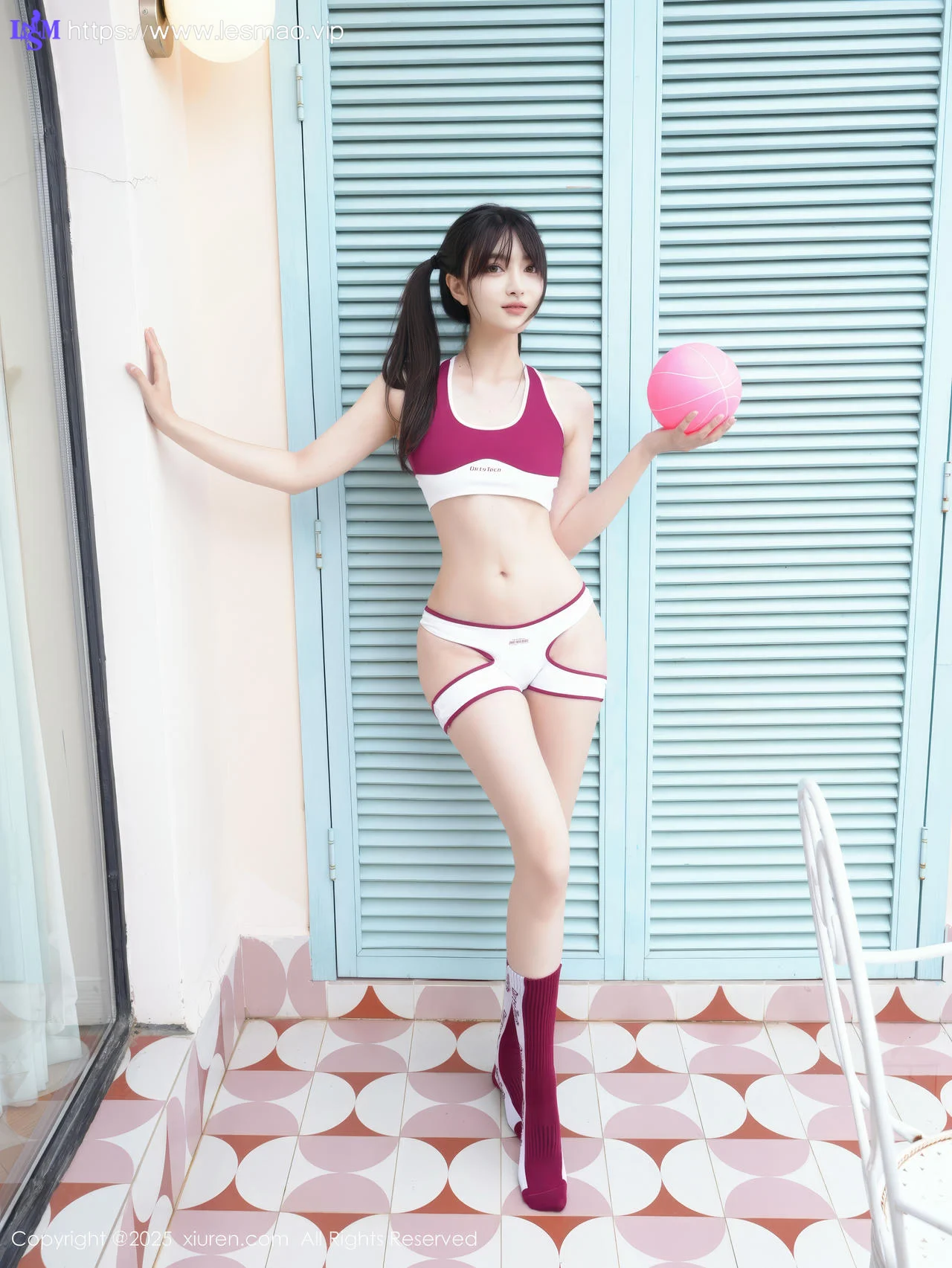XiuRen 秀人 No.10350 白露lulu 深色运动服双马尾 - 8