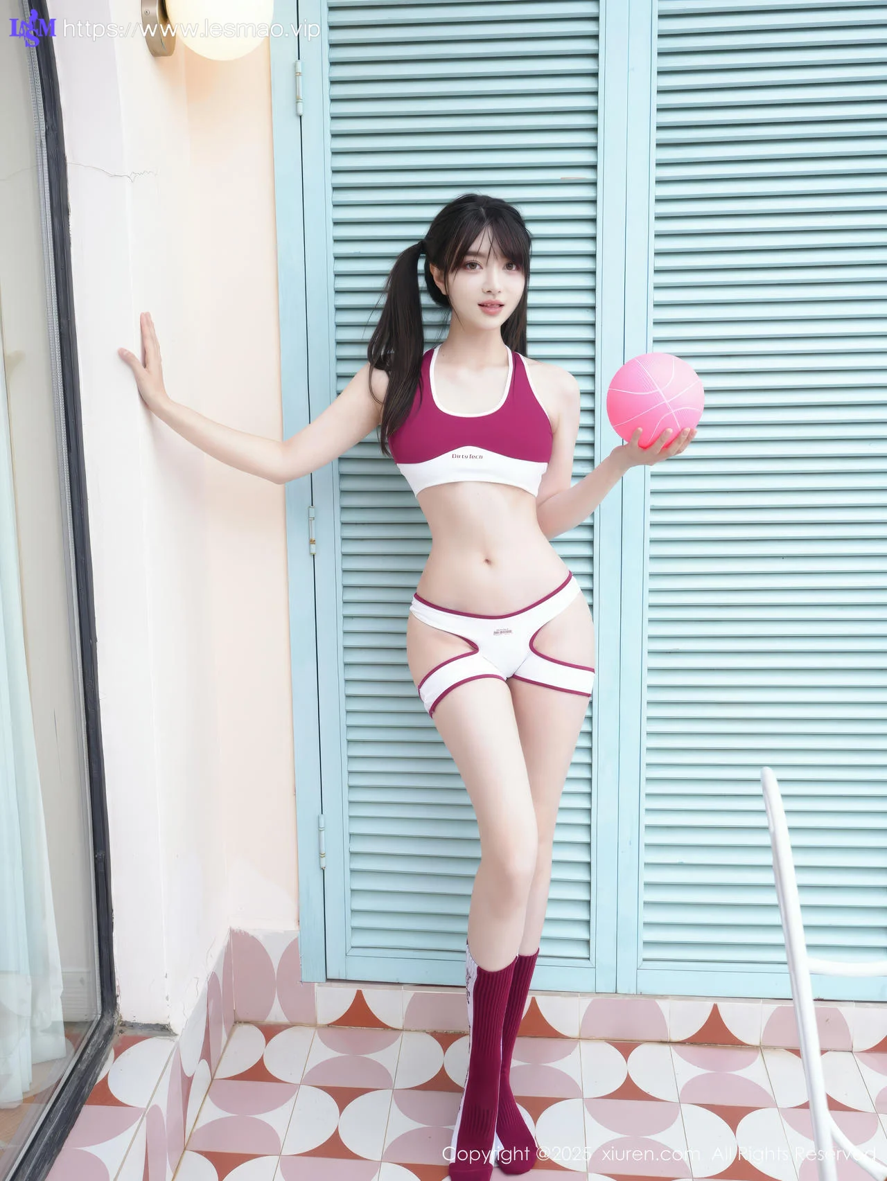 XiuRen 秀人 No.10350 白露lulu 深色运动服双马尾 - 9