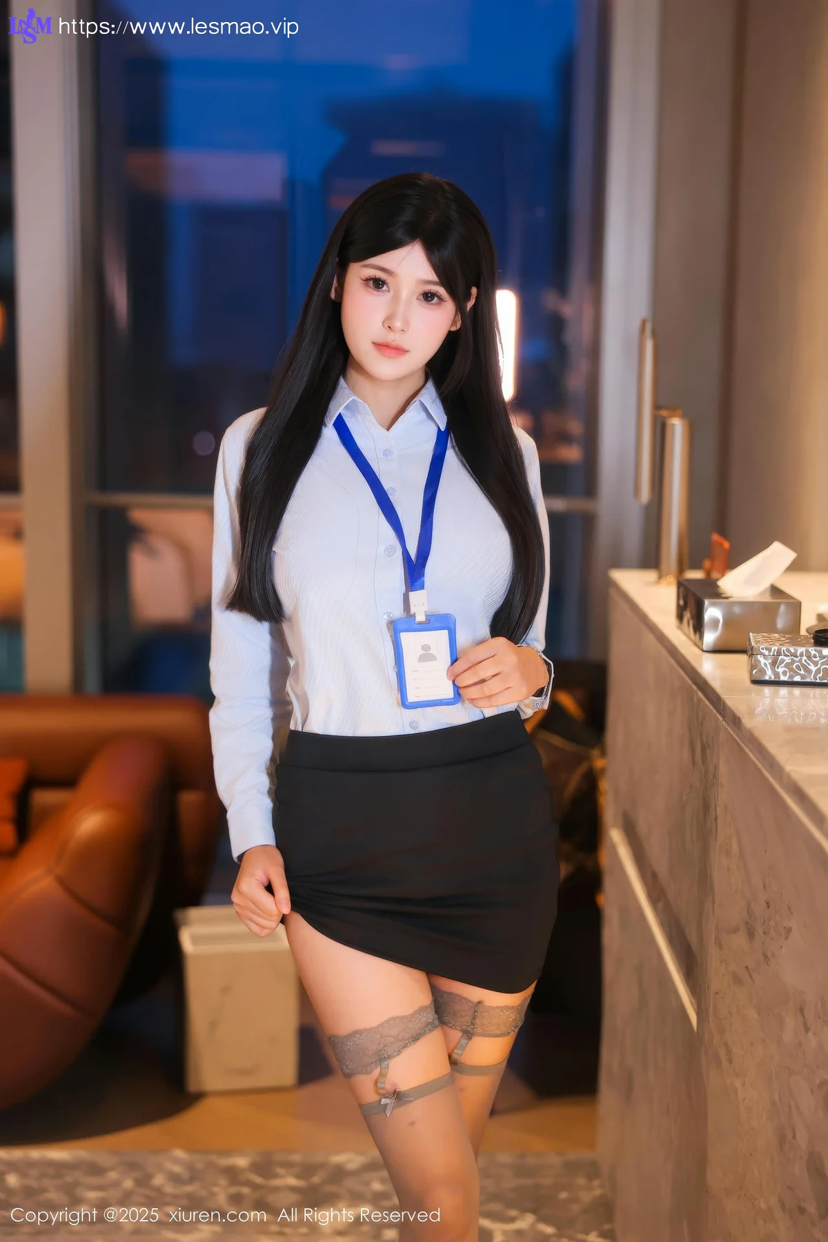 XiuRen 秀人 No.10440 余安安 蓝色OL灰色丝袜 - 3