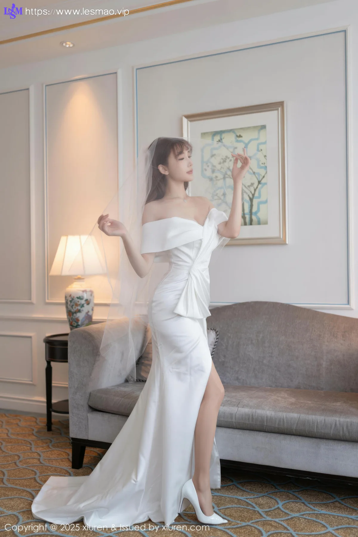 XiuRen 秀人 No.10535 陆萱萱 白色蕾丝情趣婚纱 - 3