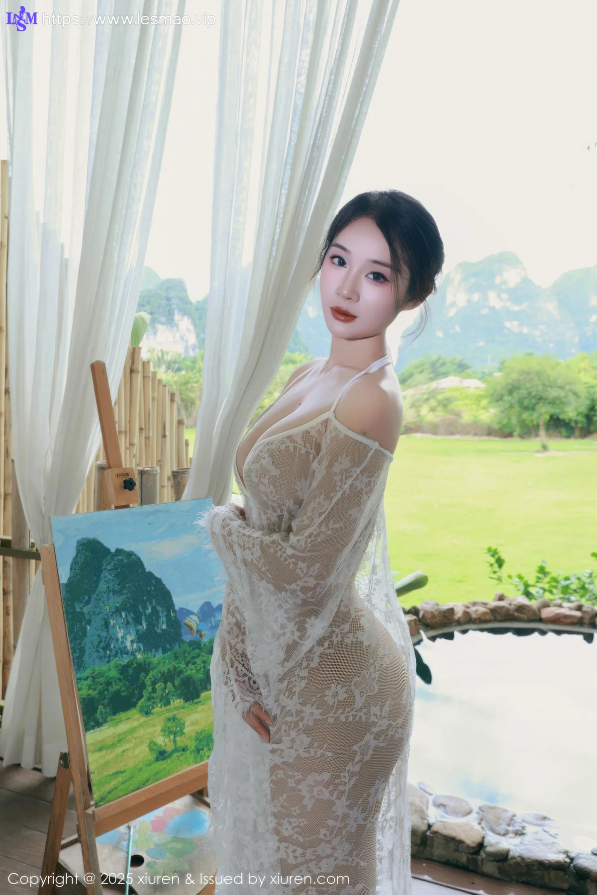 XiuRen 秀人 No.10538 南乔 浅绿色旗袍户外写真 - 9