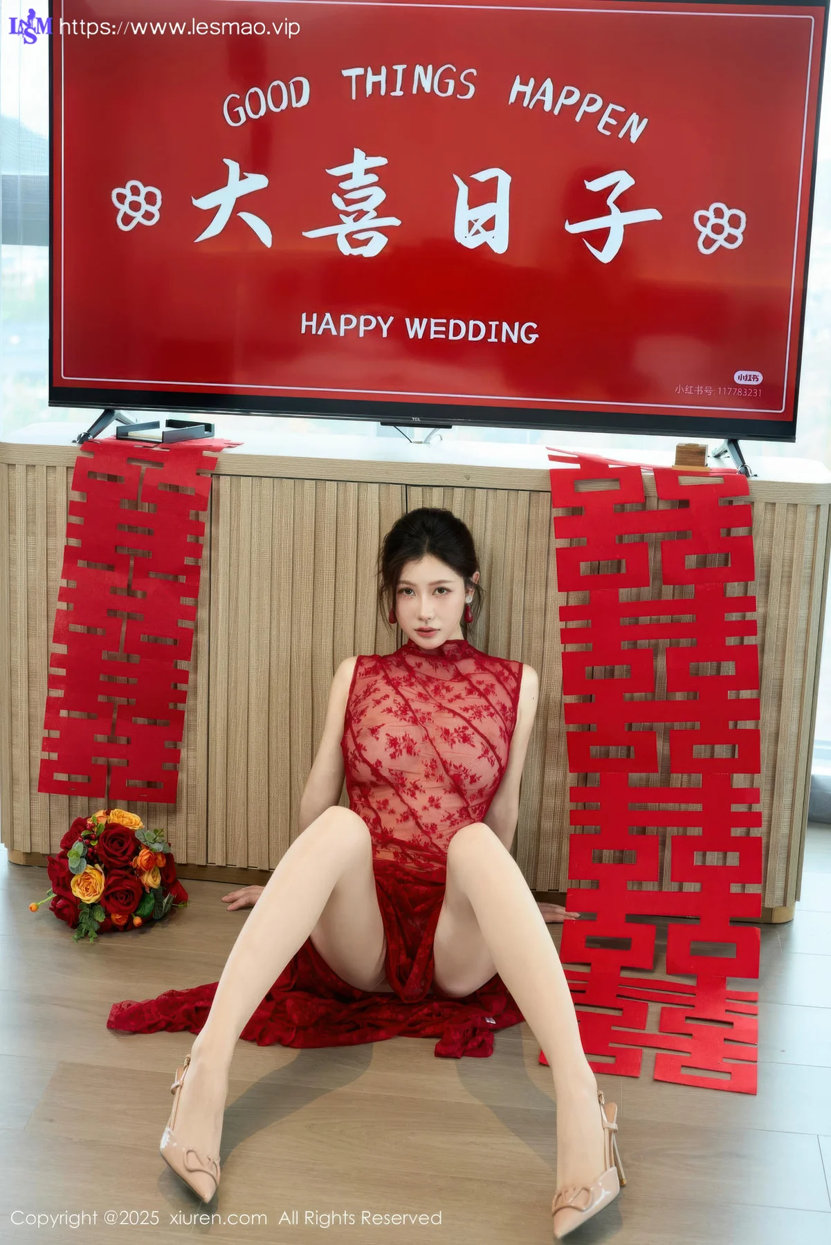 XiuRen 秀人 No.10578 尹甜甜 红色新娘晨袍 - 7