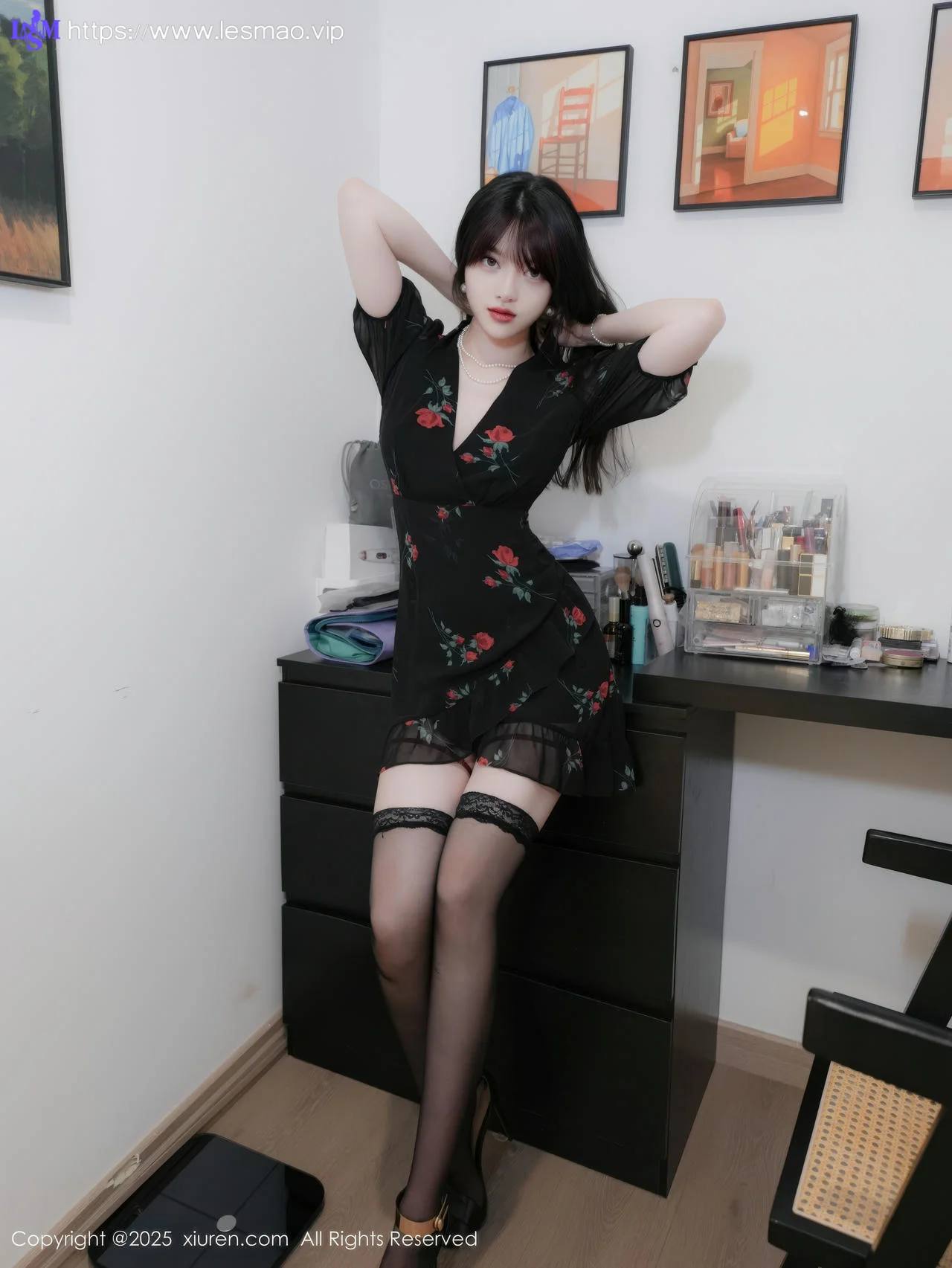 XiuRen 秀人 No.10586 白露lulu 玫瑰黑裙魅惑黑丝 - 10