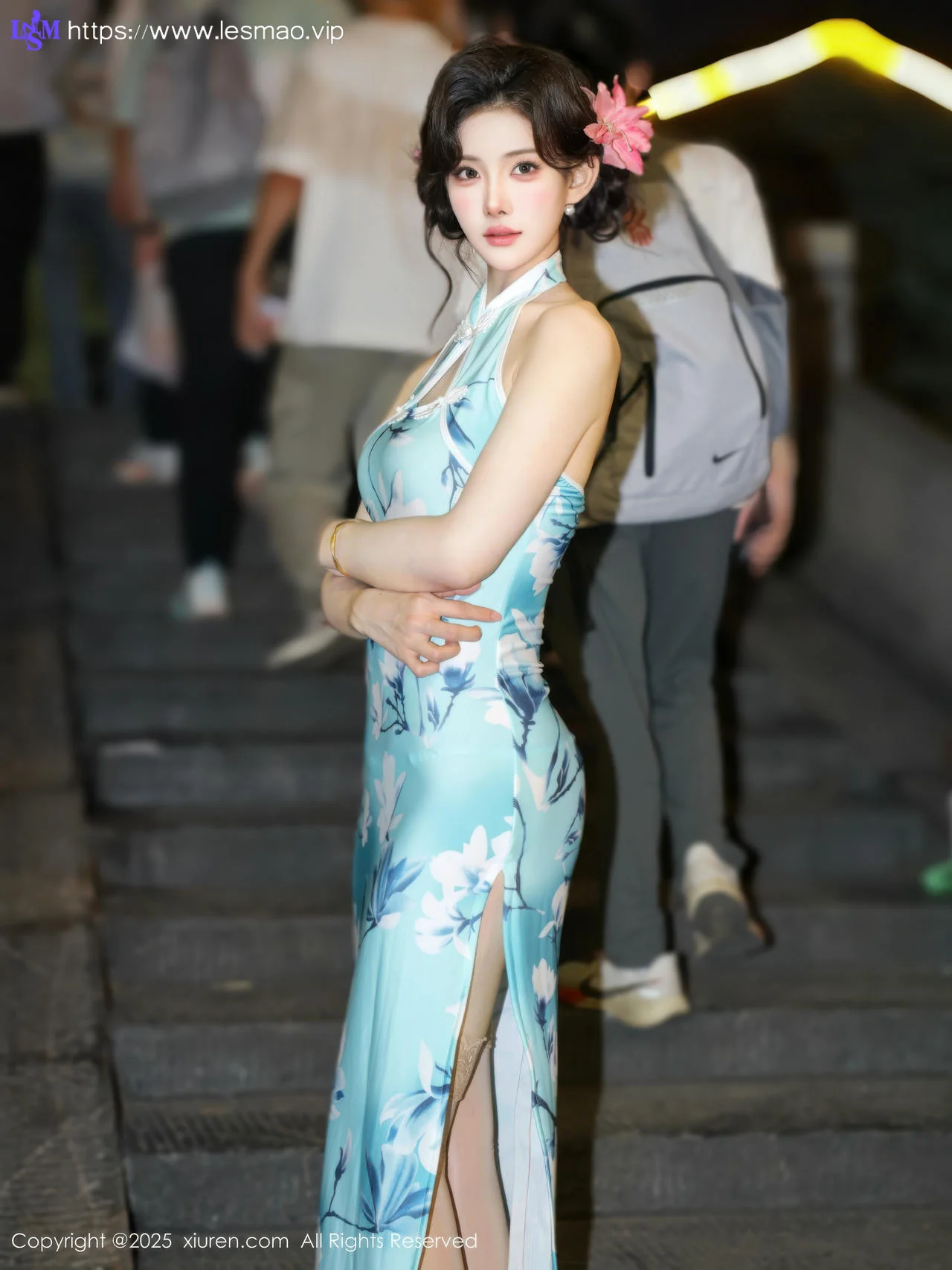 XiuRen 秀人 No.10594 梨霜儿 青色旗袍搭配 - 3