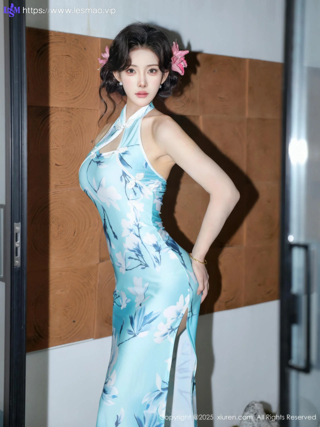 XiuRen 秀人 No.10594 梨霜儿 青色旗袍搭配 - 3