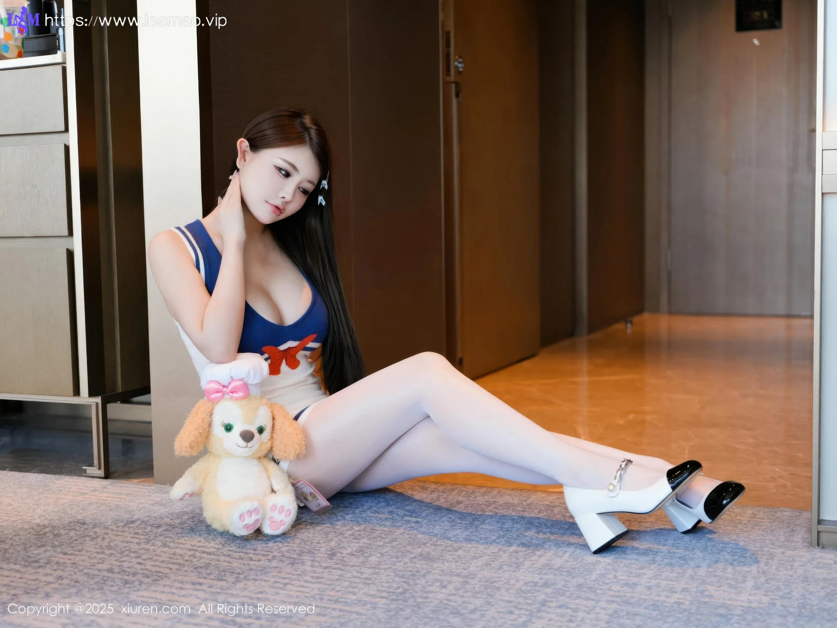 XiuRen 秀人 No.10628 甜妮 蓝白连衣短裙 - 3