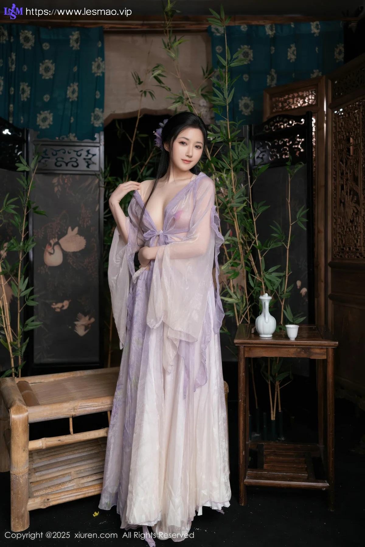 XiuRen 秀人 No.10737 鱼子酱Fish 紫色连衣裙 - 1