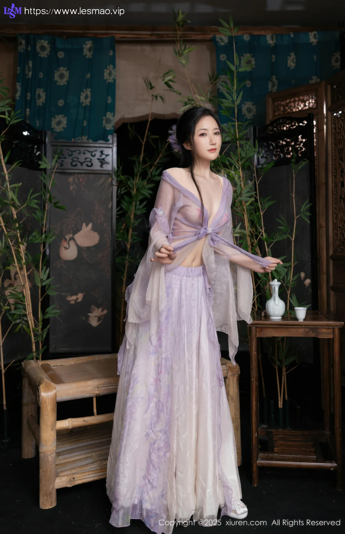 XiuRen 秀人 No.10737 鱼子酱Fish 紫色连衣裙 - 2