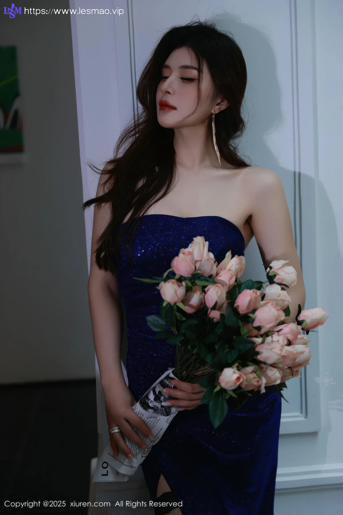 XiuRen 秀人 No.10740 阿依莎 蓝色连衣裙搭配 - 2