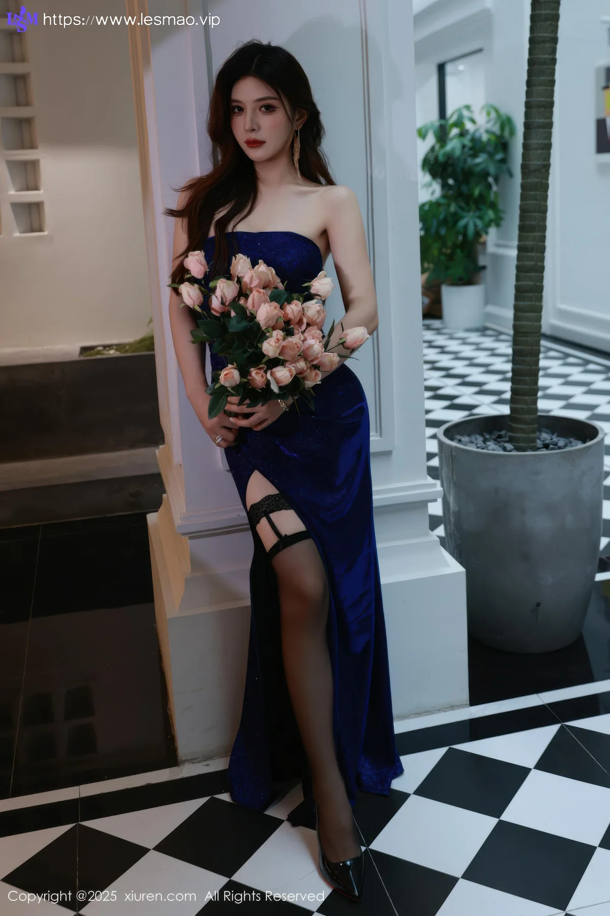 XiuRen 秀人 No.10740 阿依莎 蓝色连衣裙搭配 - 5