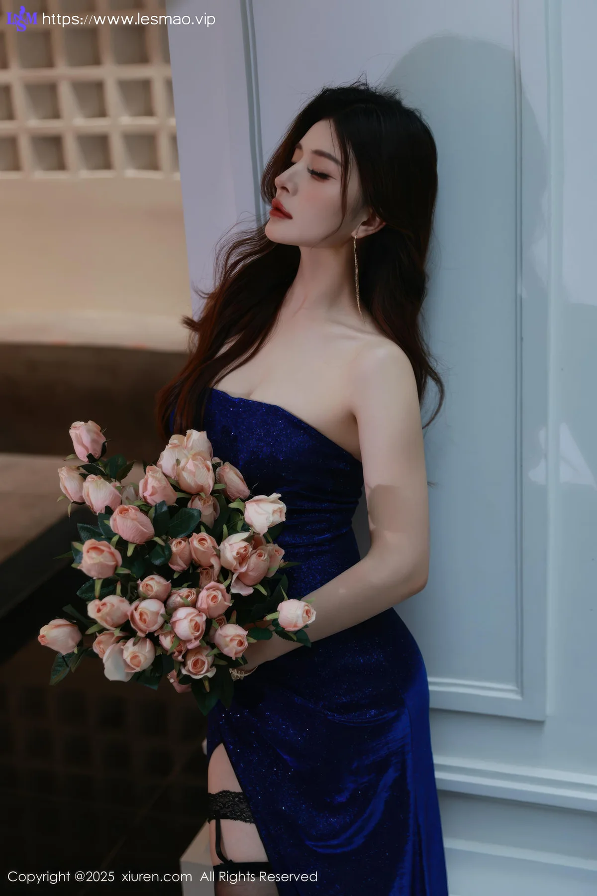 XiuRen 秀人 No.10740 阿依莎 蓝色连衣裙搭配 - 6