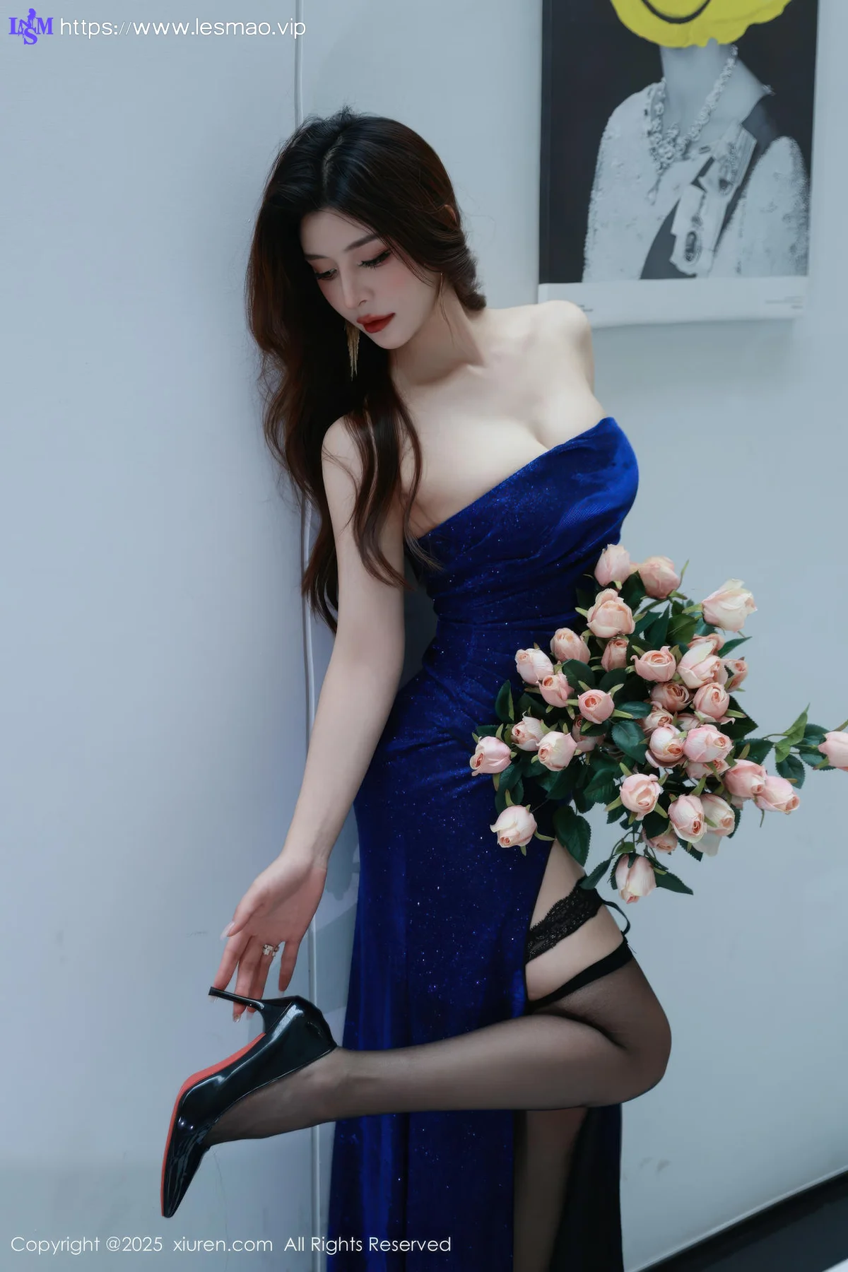 XiuRen 秀人 No.10740 阿依莎 蓝色连衣裙搭配 - 6