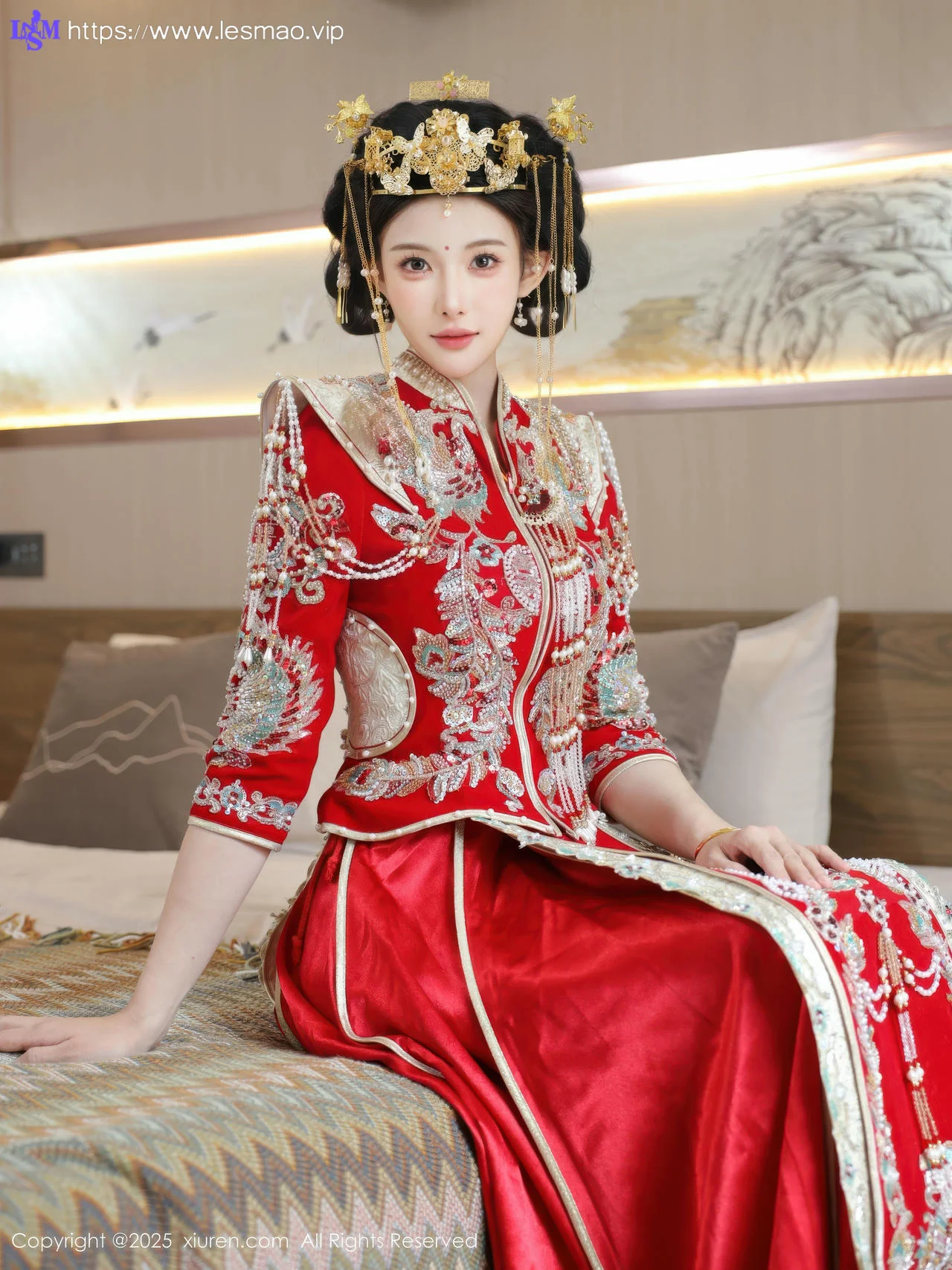 XiuRen 秀人 No.10742 梨霜儿 红色新娘服饰 - 3