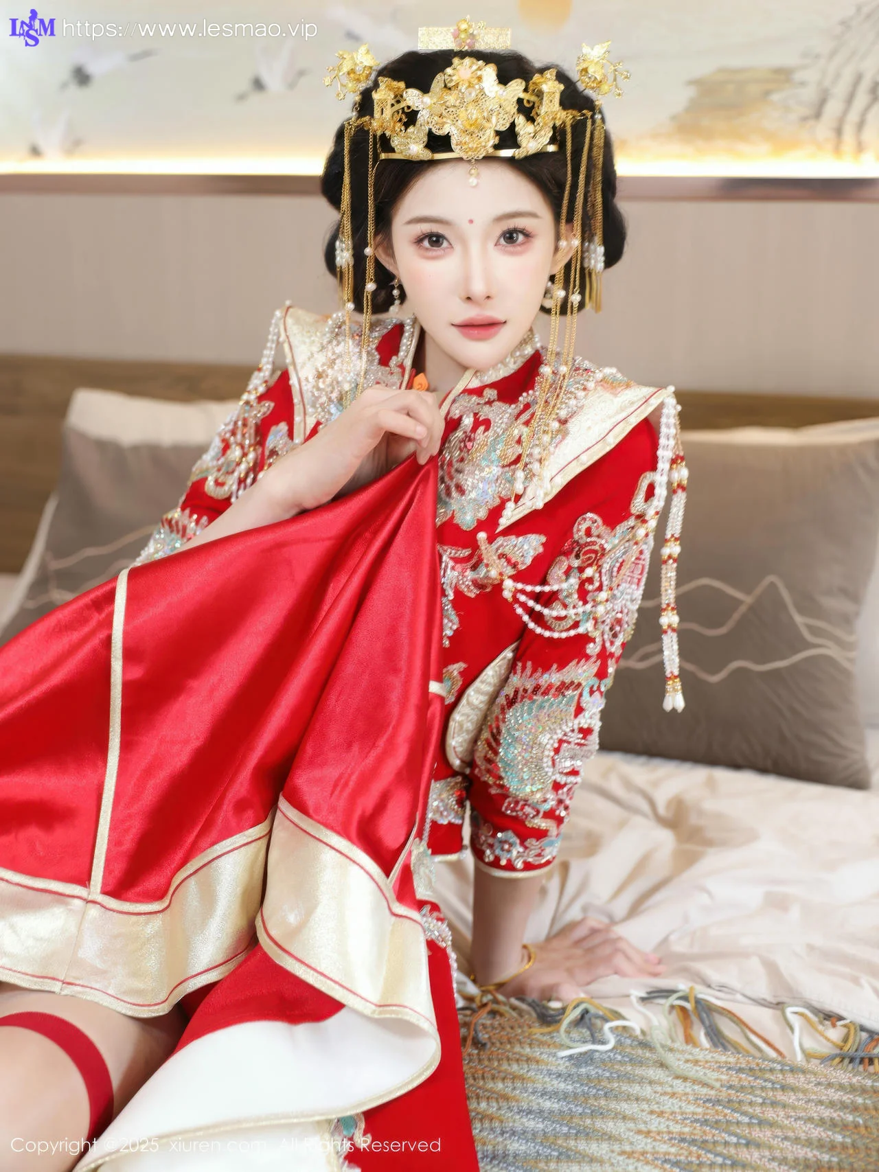 XiuRen 秀人 No.10742 梨霜儿 红色新娘服饰 - 4